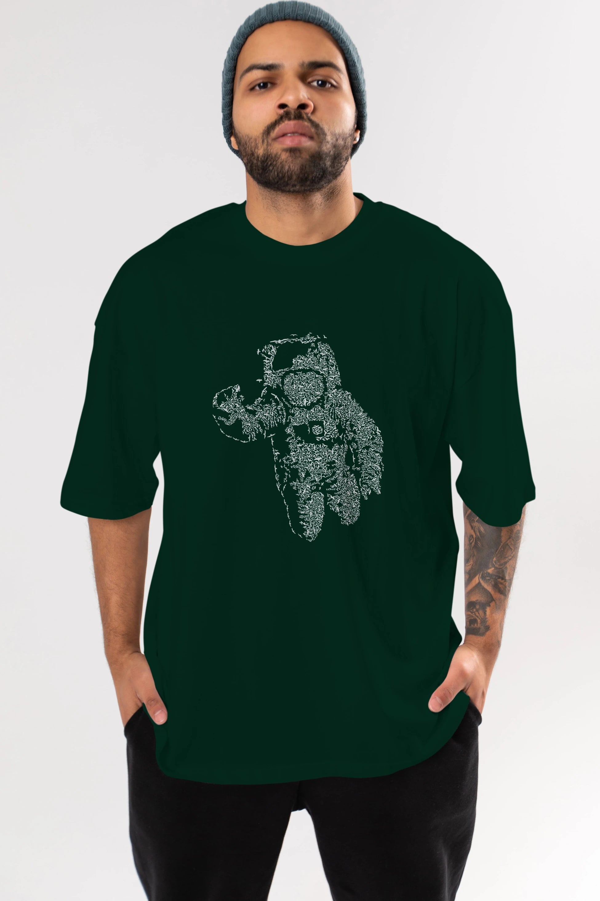 Flying Astronaut Ön Baskılı Oversize t-shirt %100 pamuk Erkek Kadın Unisex