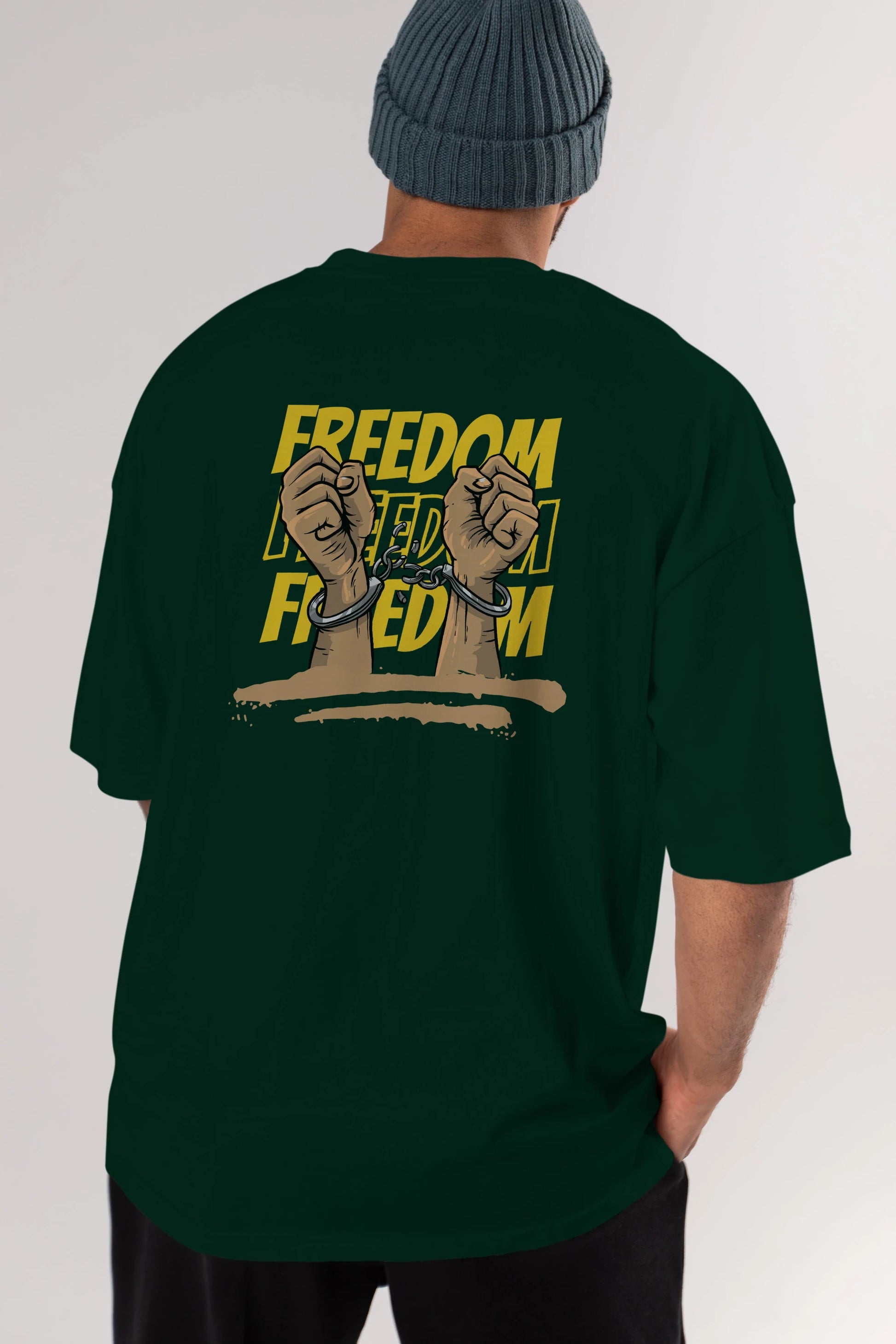 Freedom Yazılı Arka Baskılı Oversize t-shirt Erkek Kadın Unisex