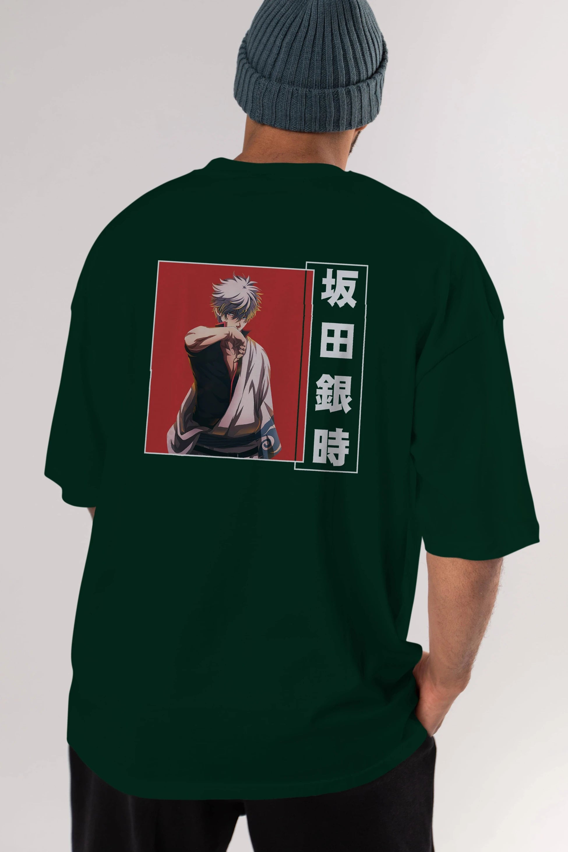 Gintoki Sakata GINTAMA 1 Anime Arka Baskılı Oversize t-shirt Erkek Kadın Unisex