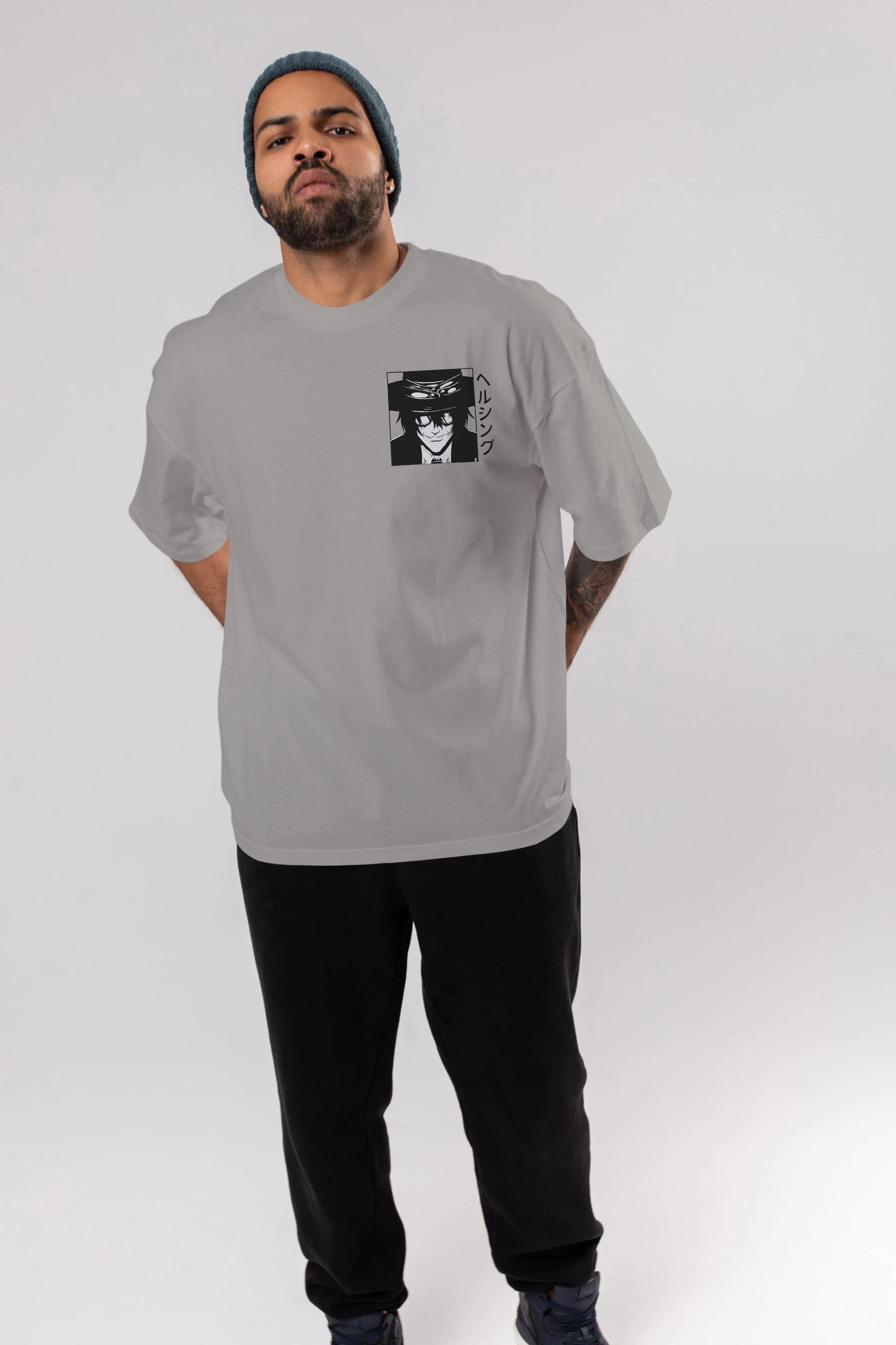Alucard 1 Ön Sol Baskılı Oversize t-shirt Erkek Kadın Unisex %100 Pamuk Bisiklet Yaka tişort