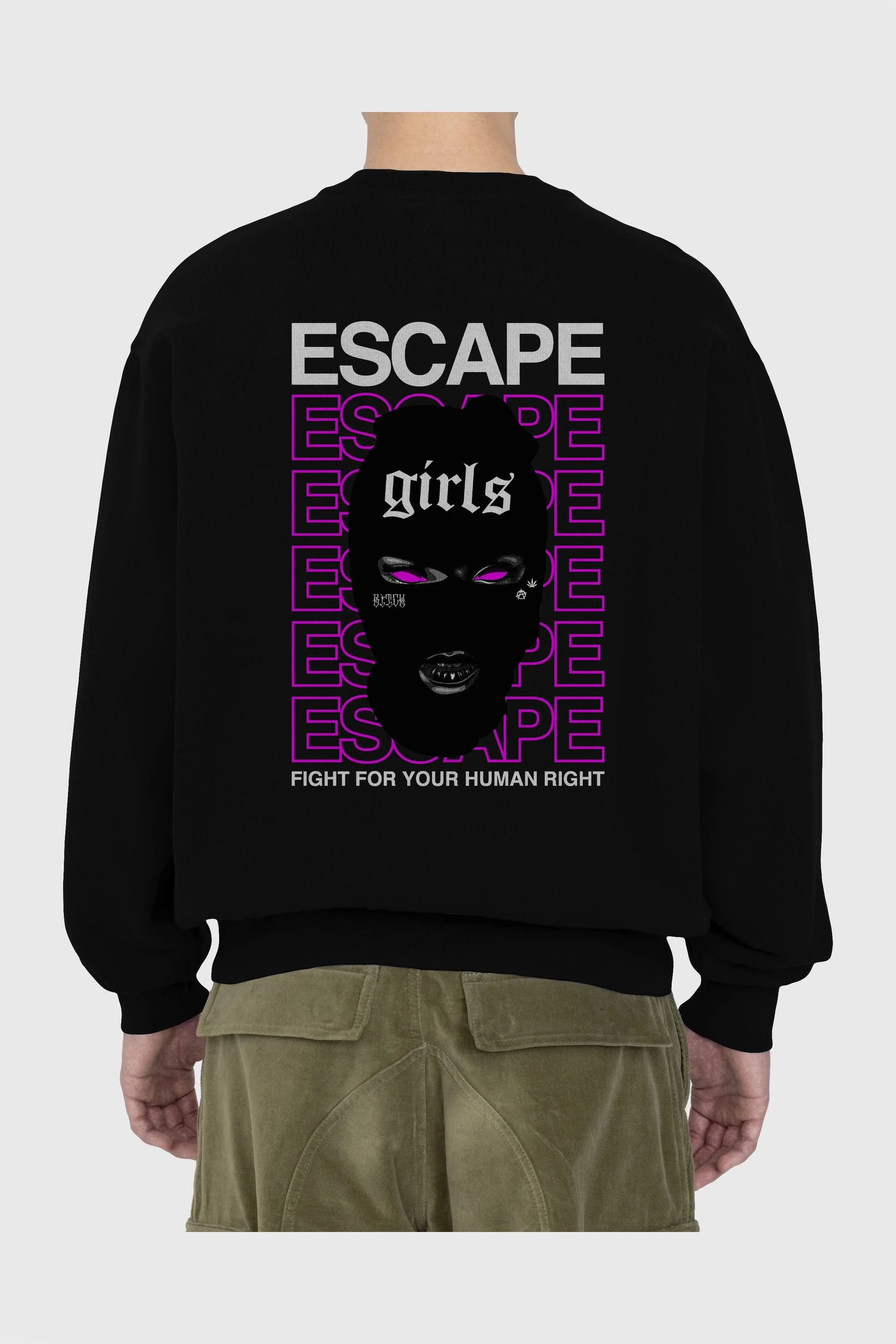 Escape Girl Arka Baskılı Oversize Sweatshirt Erkek Kadın Unisex