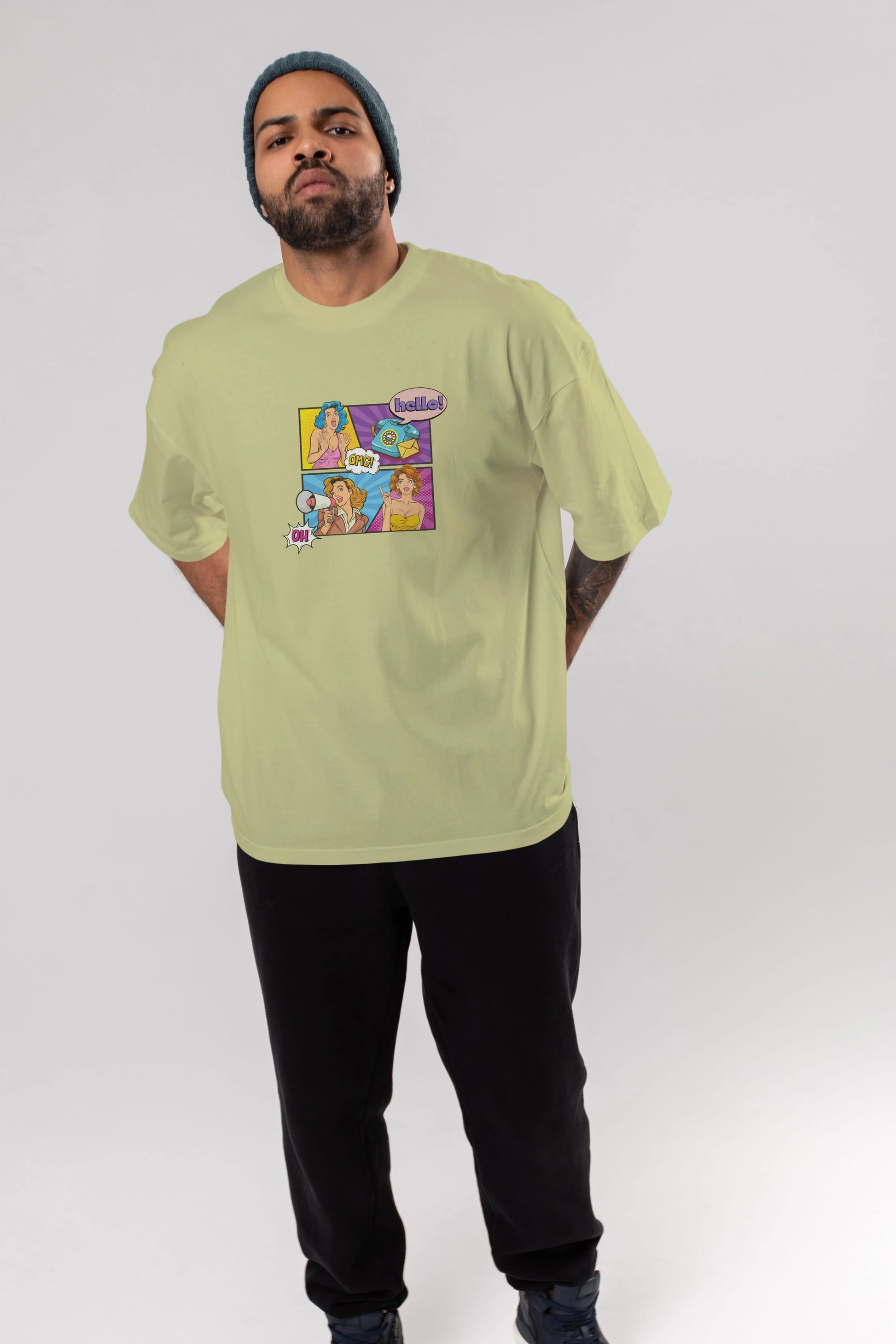 Hello OMG Ön Baskılı Oversize t-shirt Erkek Kadın Unisex