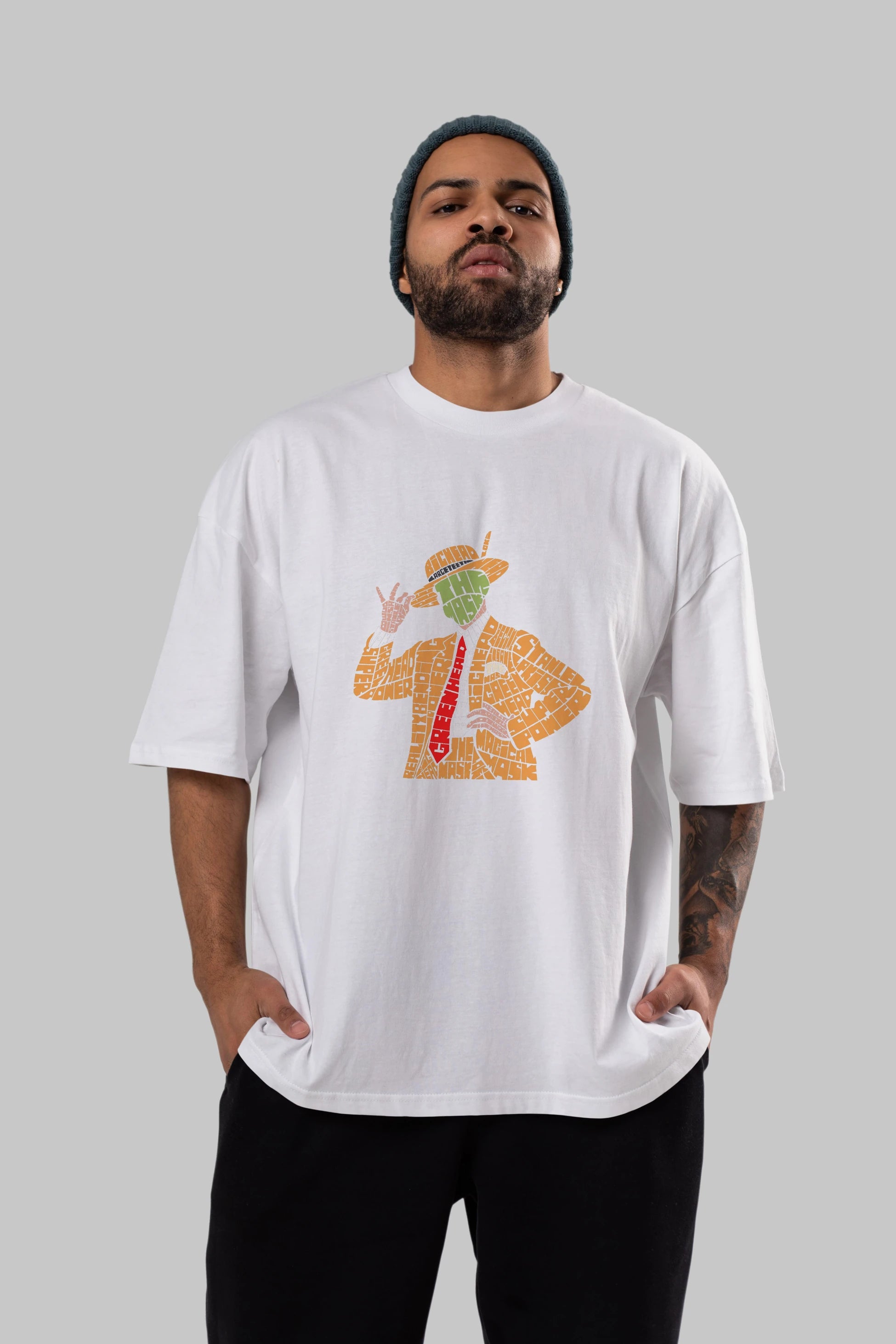 The Mask Ön Baskılı Oversize t-shirt %100 pamuk Erkek Kadın Unisex
