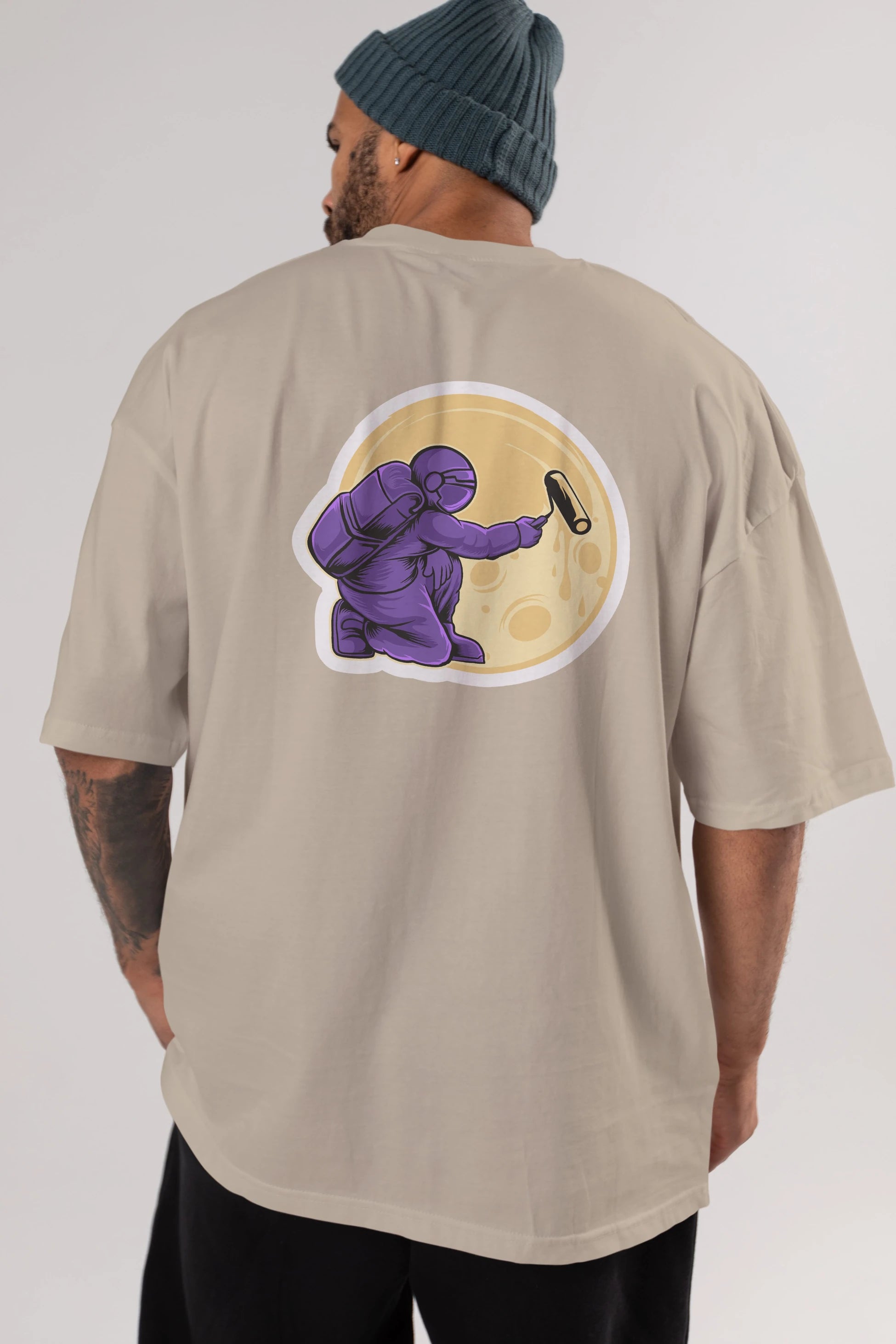 Astropaint Sticker Arka Baskılı Oversize t-shirt Erkek Kadın Unisex