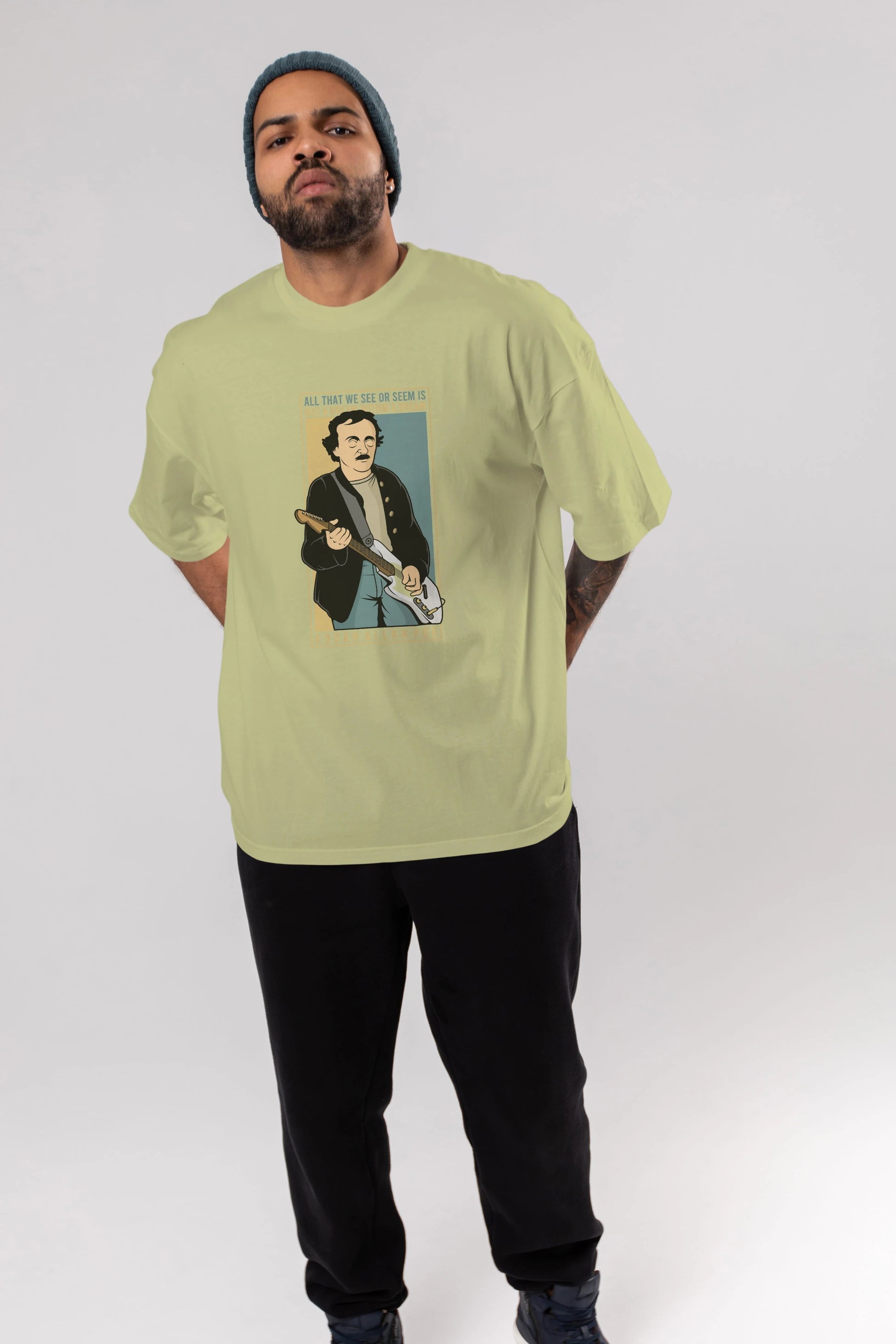 Edgar Alan Cobain Ön Baskılı Oversize t-shirt Erkek Kadın Unisex %100 Pamuk tişort