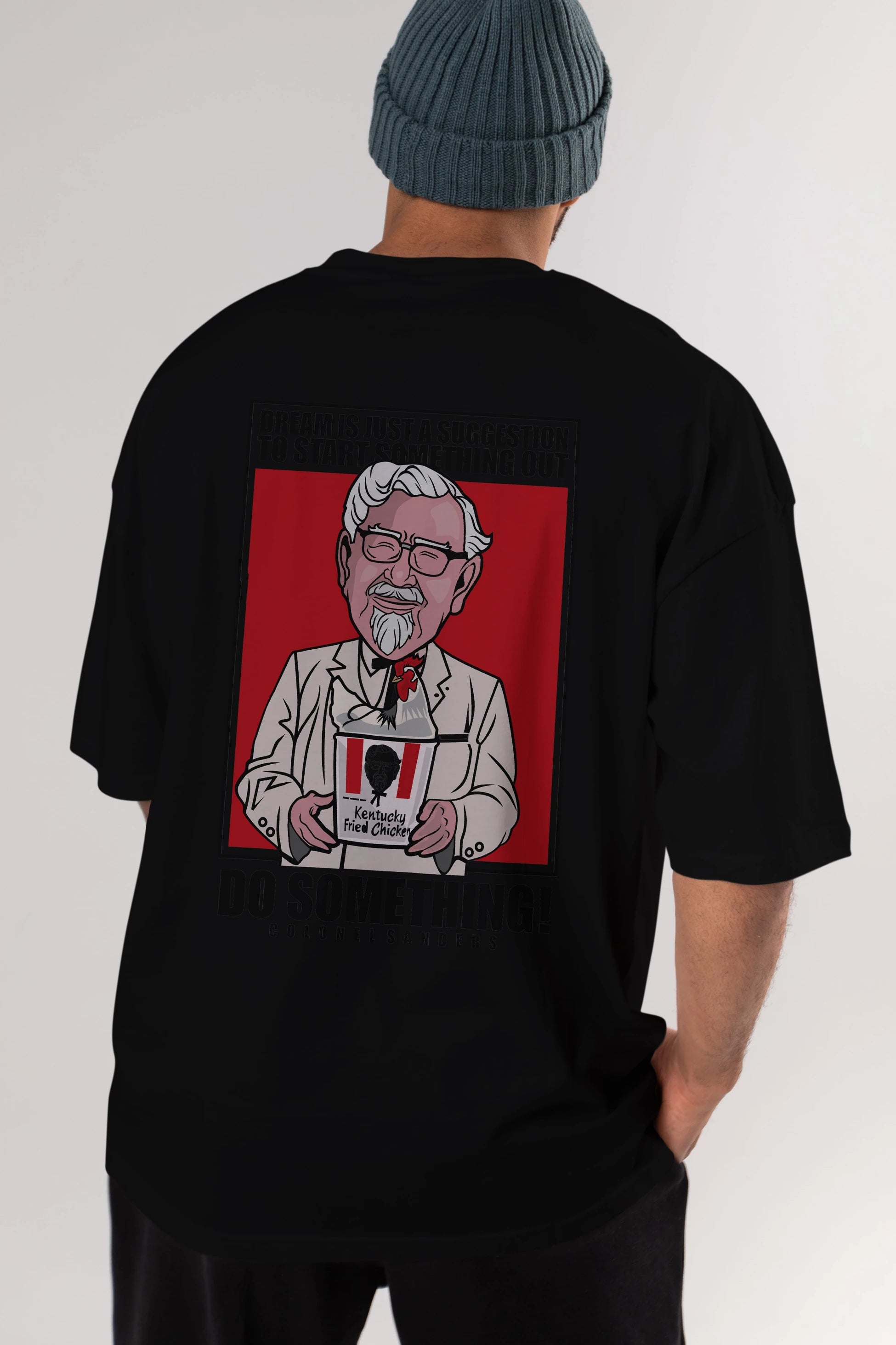 Colonel Sanders Arka Baskılı Oversize t-shirt Erkek Kadın Unisex %100 Pamuk tişort