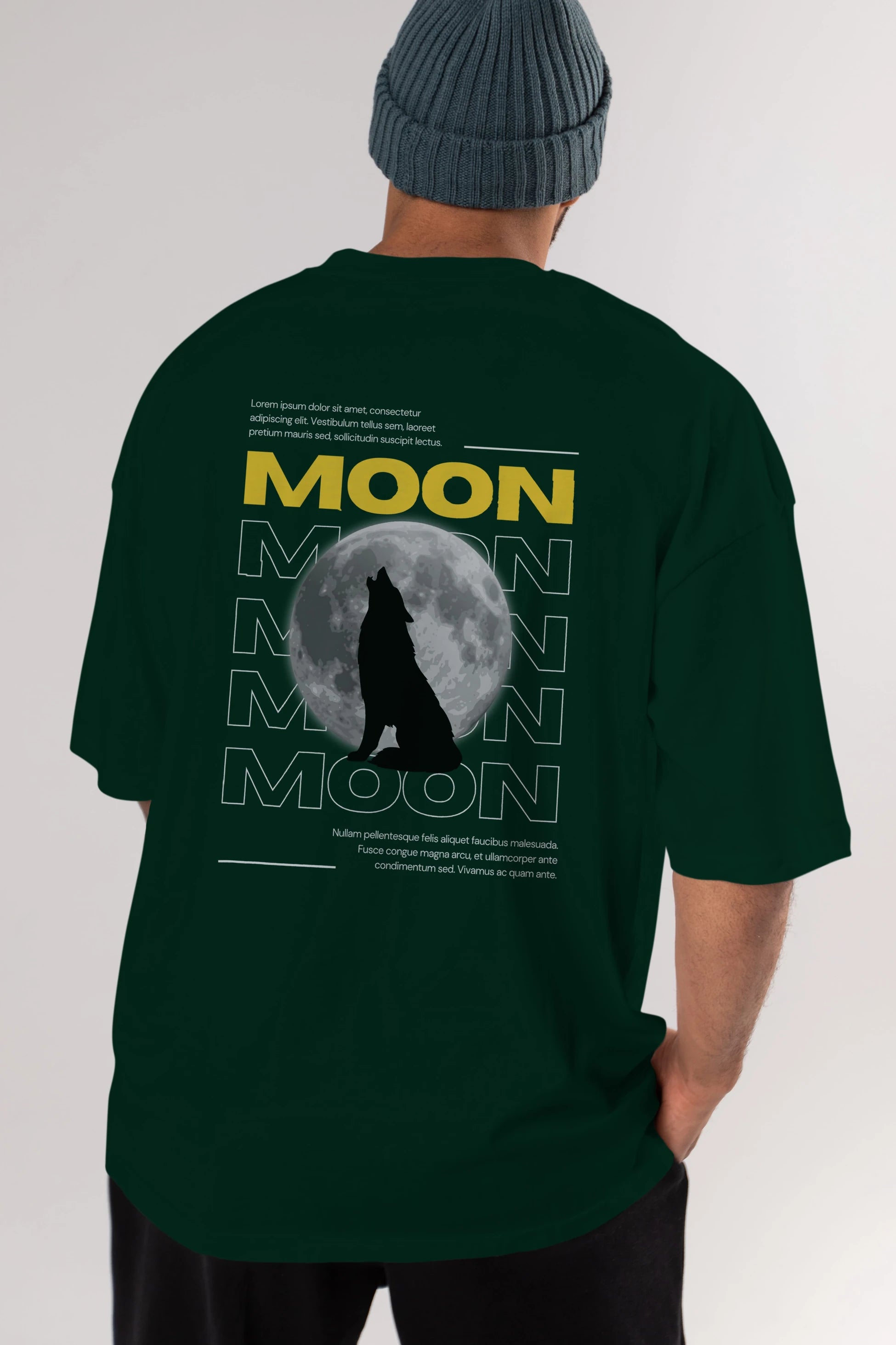 Moon Arka Baskılı Oversize t-shirt Erkek Kadın Unisex