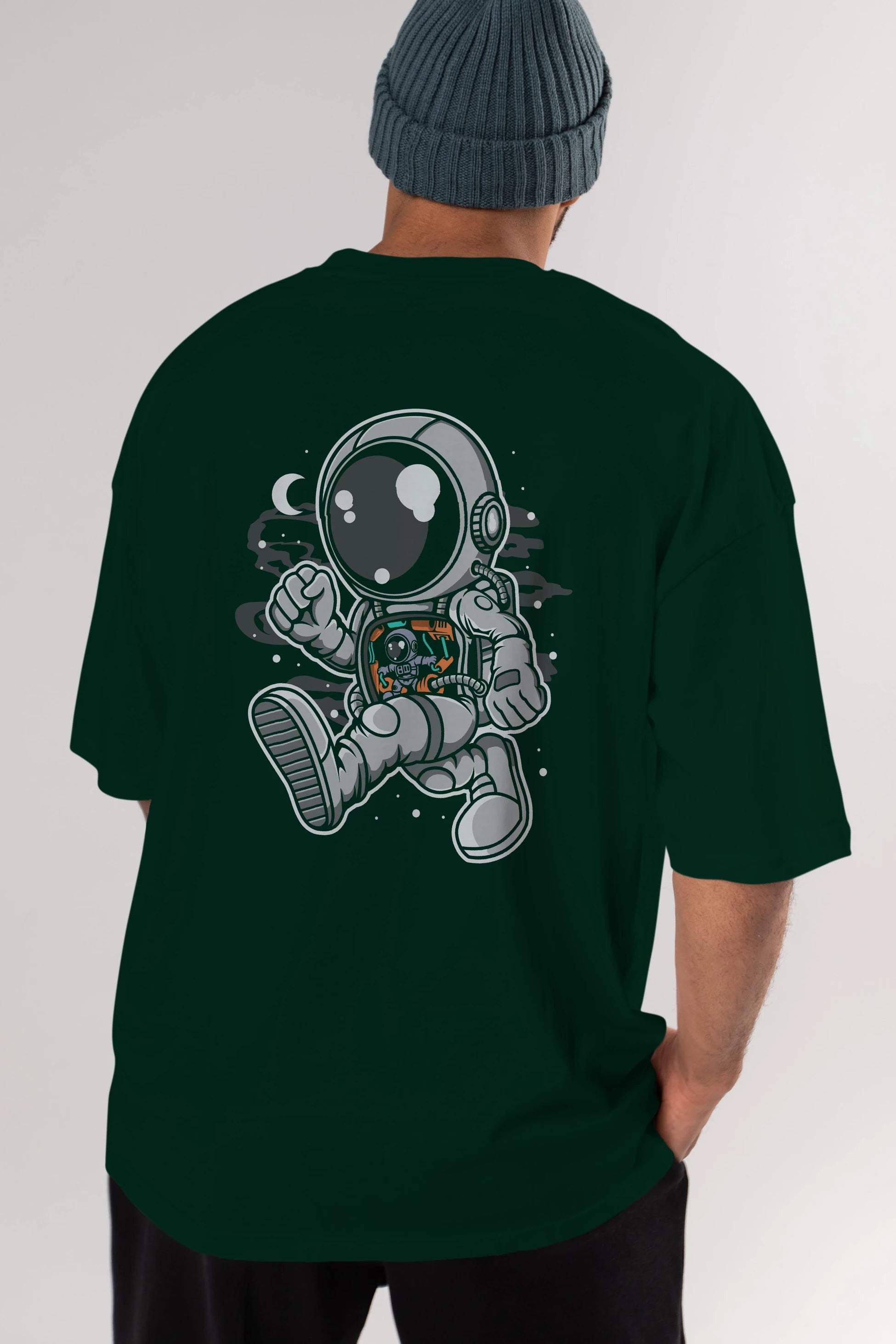 Astronaut Robotic Machine Arka Baskılı Oversize t-shirt Erkek Kadın Unisex