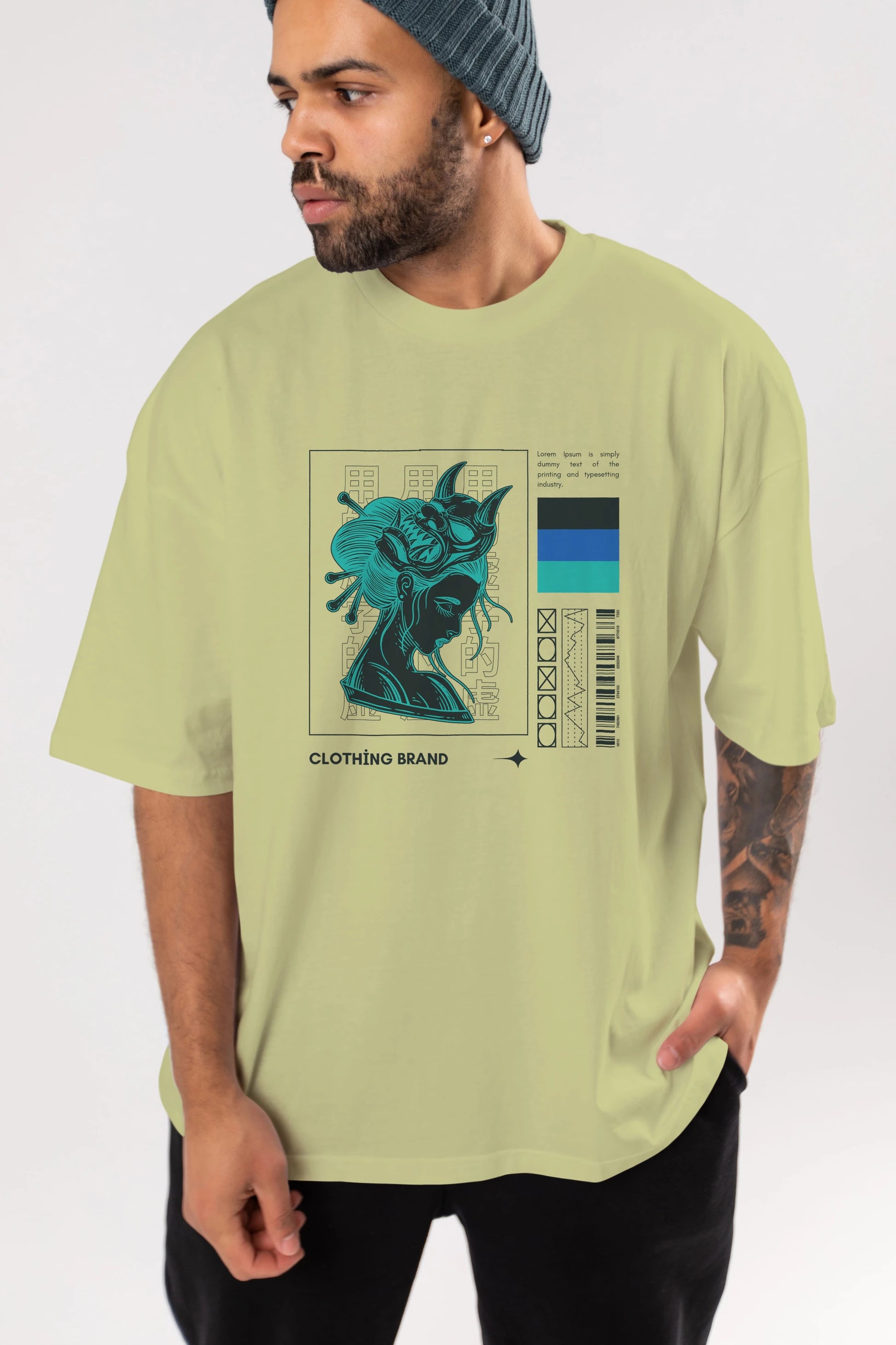 Hipster Japanese Style 2 Ön Baskılı Oversize t-shirt Erkek Kadın Unisex