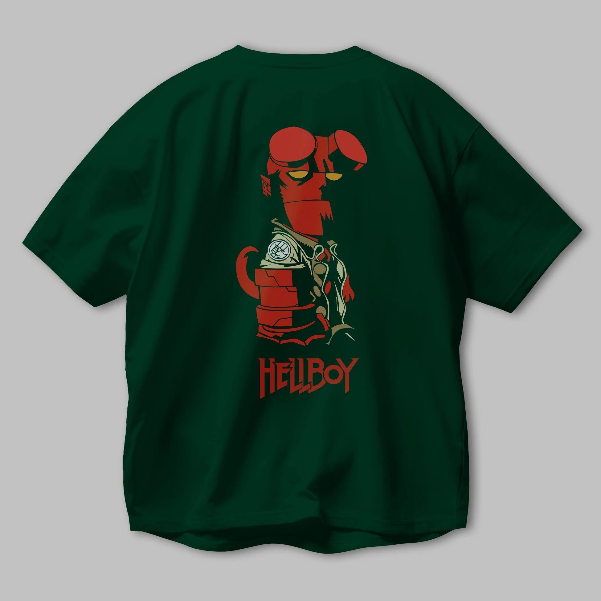 Hellboy (1) Arka Baskılı Oversize t-shirt Erkek Kadın Unisex %100 Pamuk Bisiklet Yaka tişort
