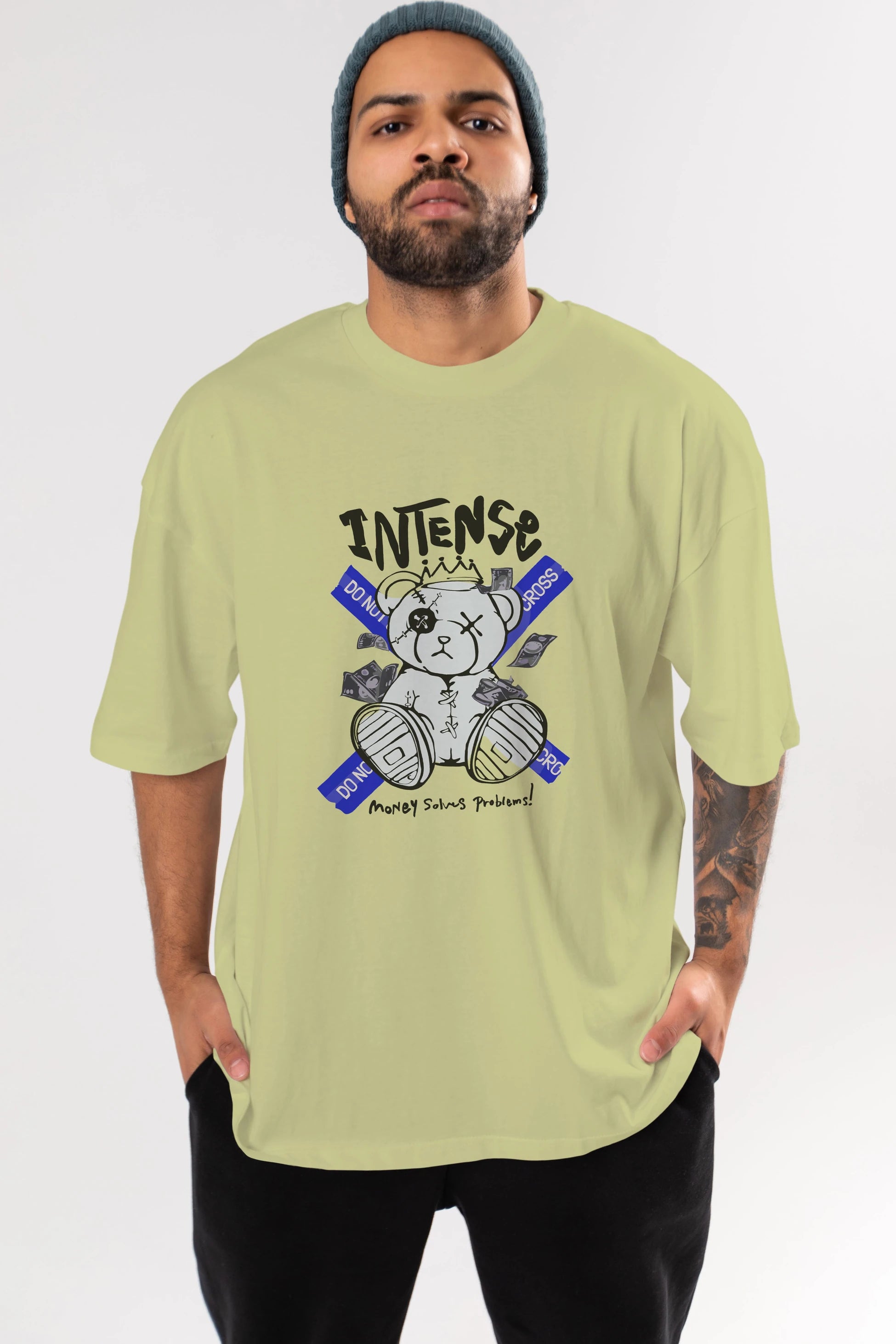 Teddy Bear intense Ön Baskılı Oversize t-shirt Erkek Kadın Unisex