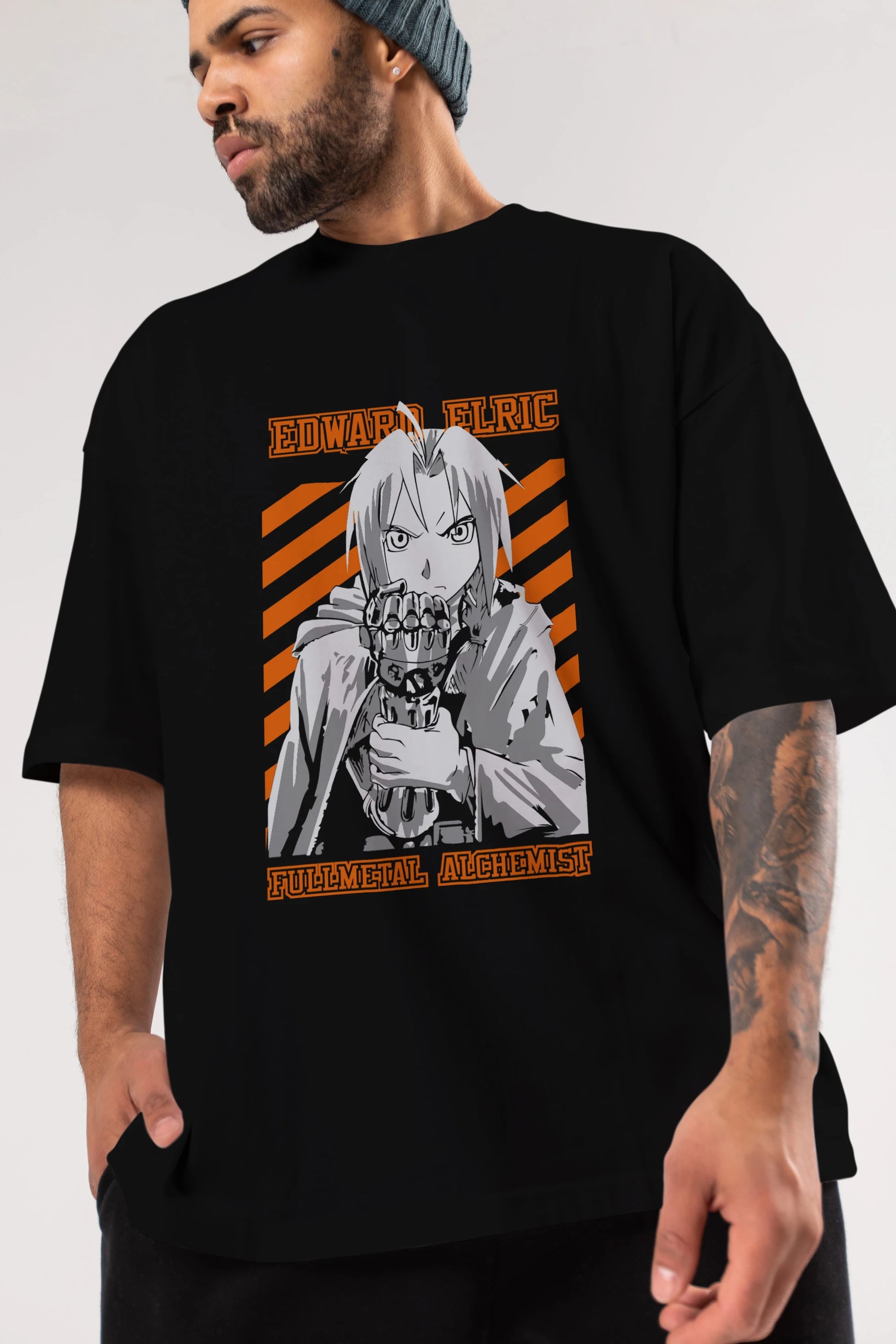 EDWARD ELRIC Anime Ön Baskılı Oversize t-shirt %100 pamuk Erkek Kadın Unisex