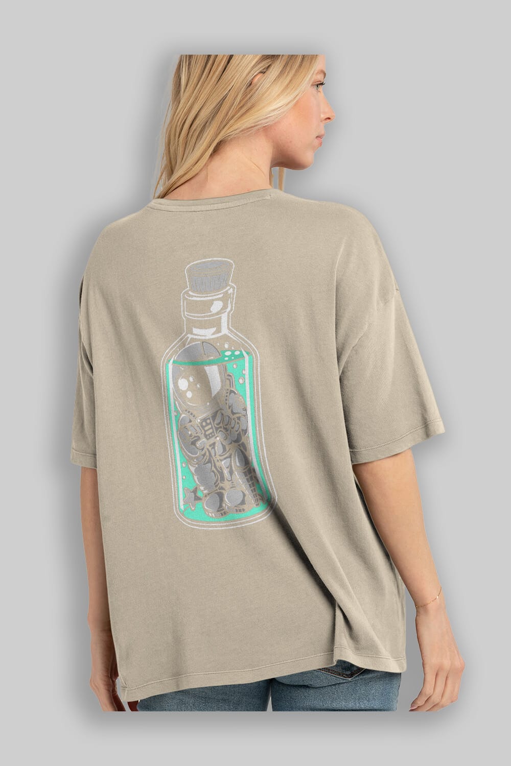 Astronaut in The Bottle Arka Baskılı Oversize t-shirt Erkek Kadın Unisex