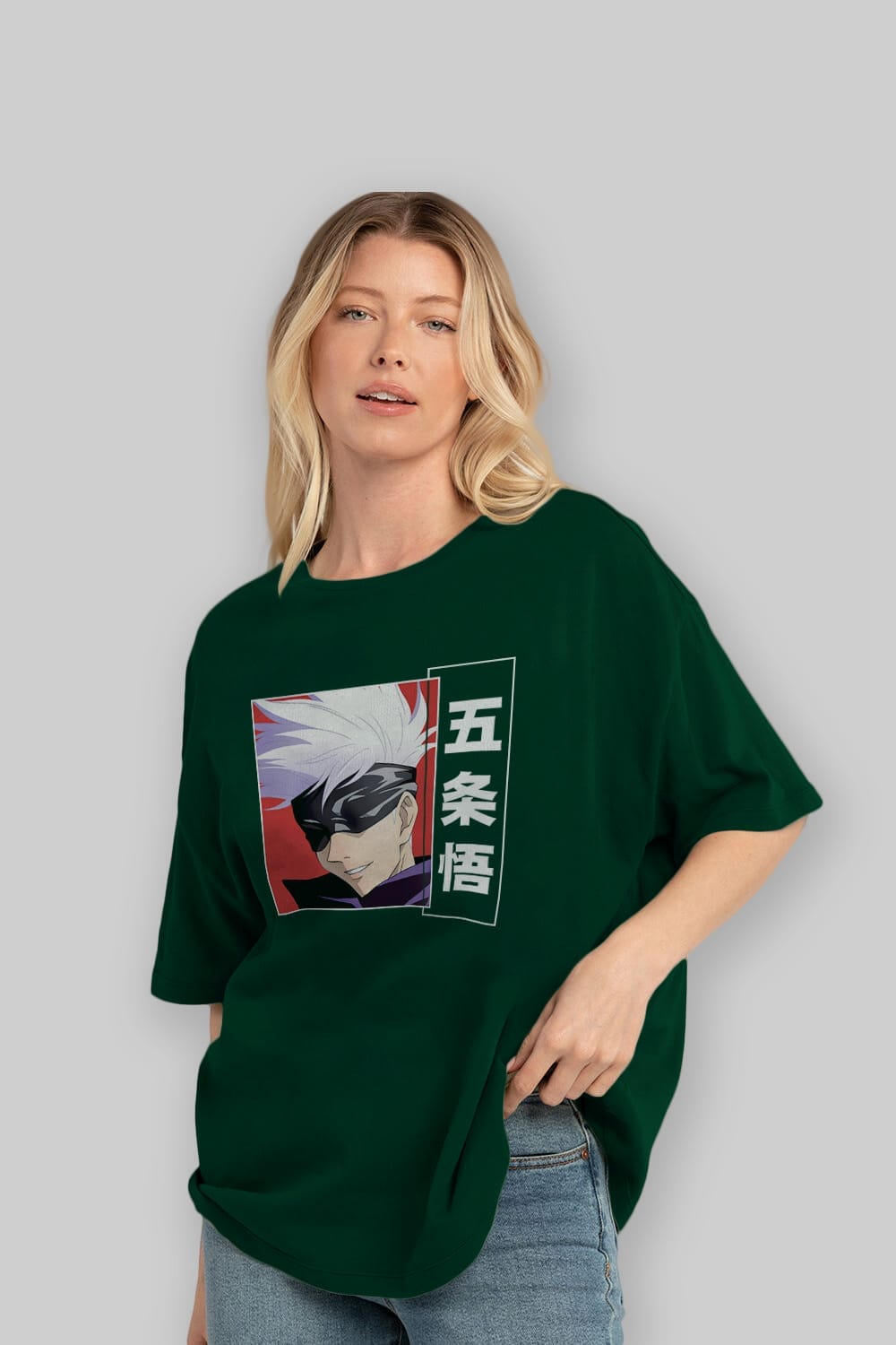 SATORU GOJO Anime Ön Baskılı Oversize t-shirt %100 pamuk Erkek Kadın Unisex