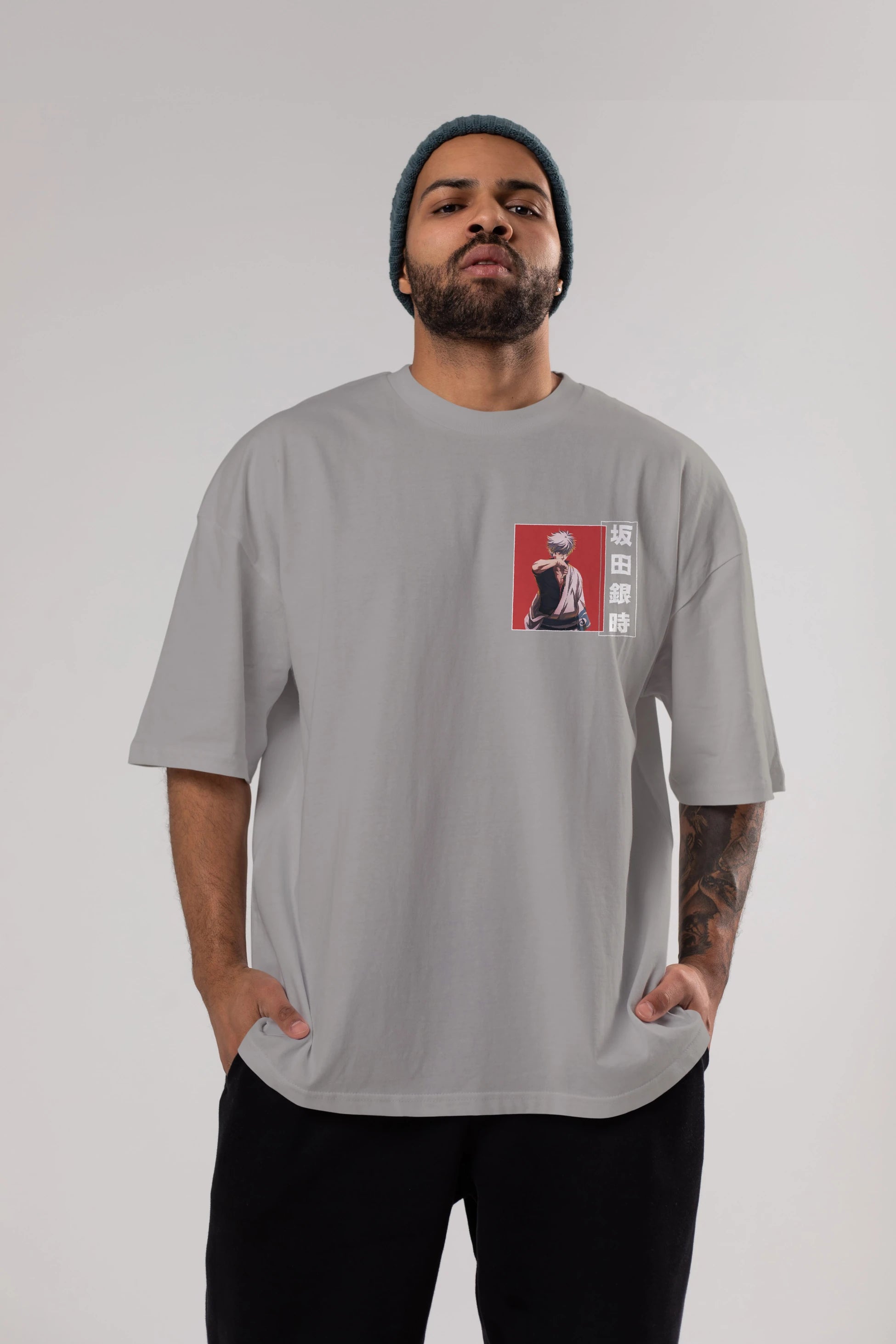 Gintoki Sakata GINTAMA 1 Ön Sol Baskılı Oversize t-shirt Erkek Kadın Unisex %100 Pamuk Bisiklet Yaka tişort