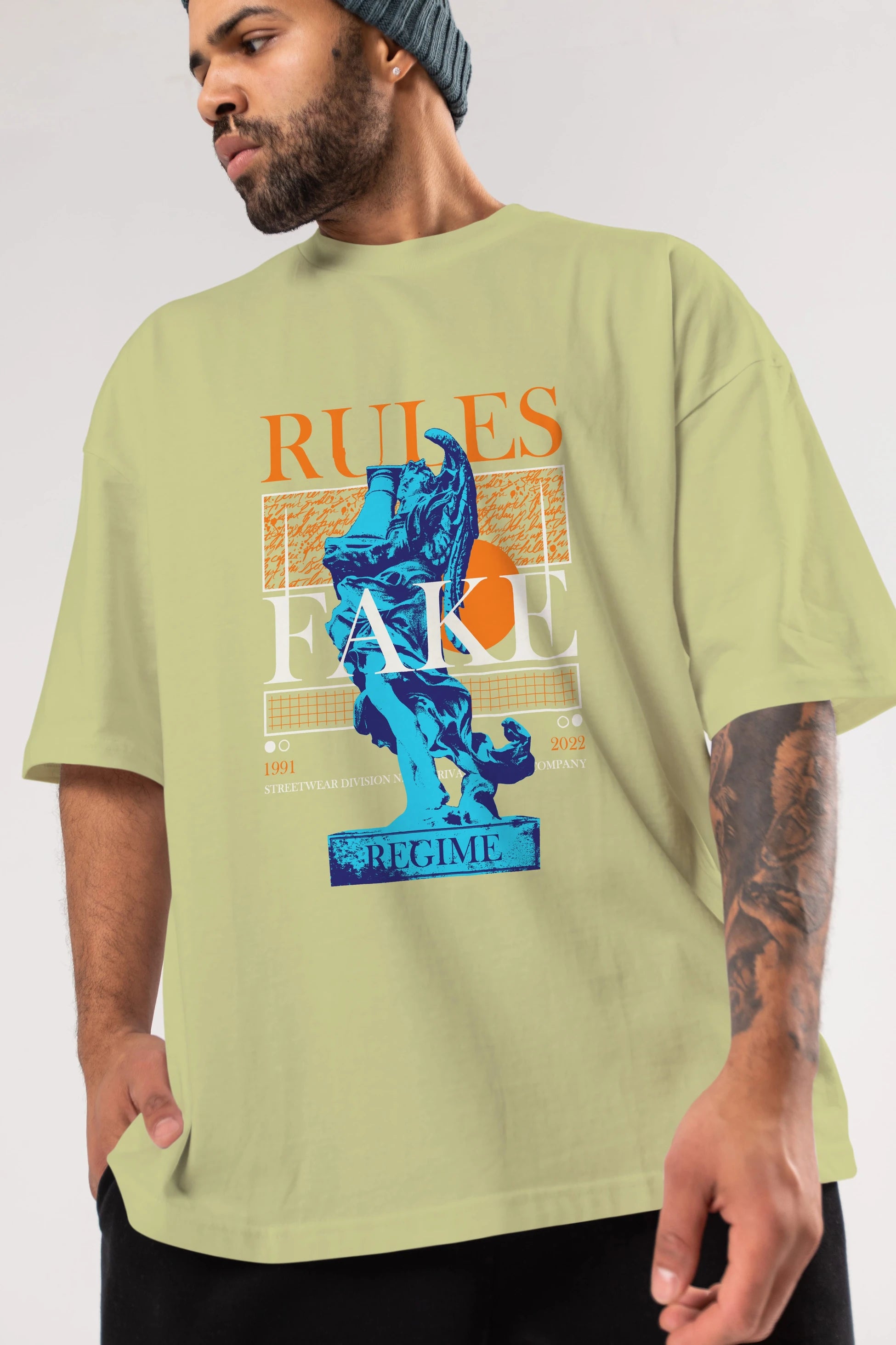 Rules Fake Ön Baskılı Oversize t-shirt Erkek Kadın Unisex