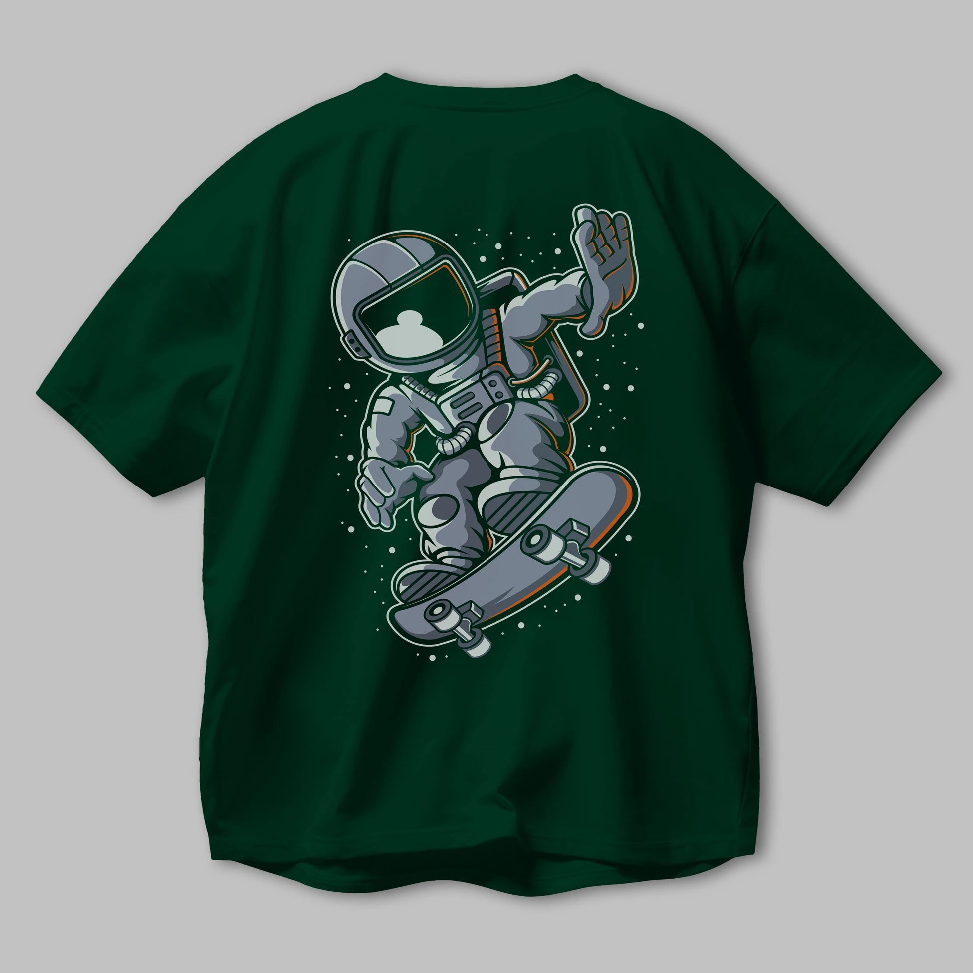 Astronaut Skateboard Arka Baskılı Oversize t-shirt Erkek Kadın Unisex