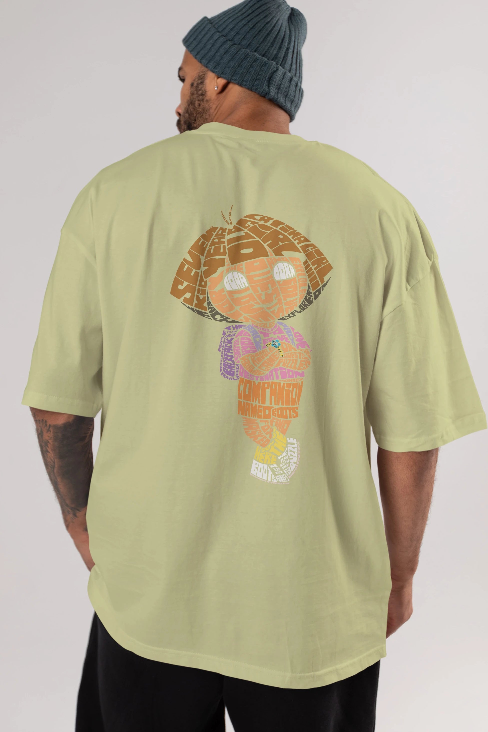 Dora Arka Baskılı Oversize t-shirt %100 pamuk Erkek Kadın Unisex