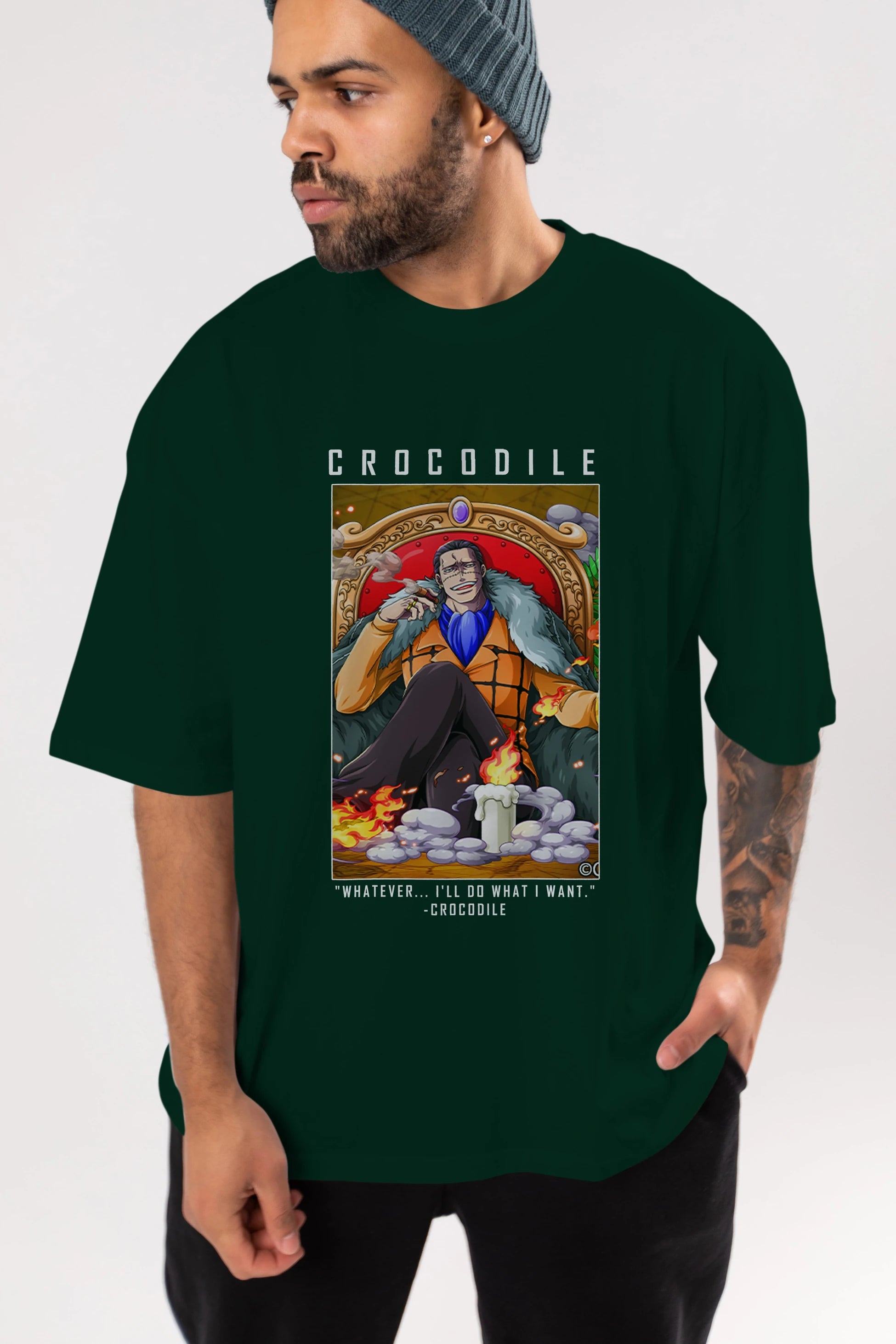 Crocodile Anime Ön Baskılı Oversize t-shirt Erkek Kadın Unisex