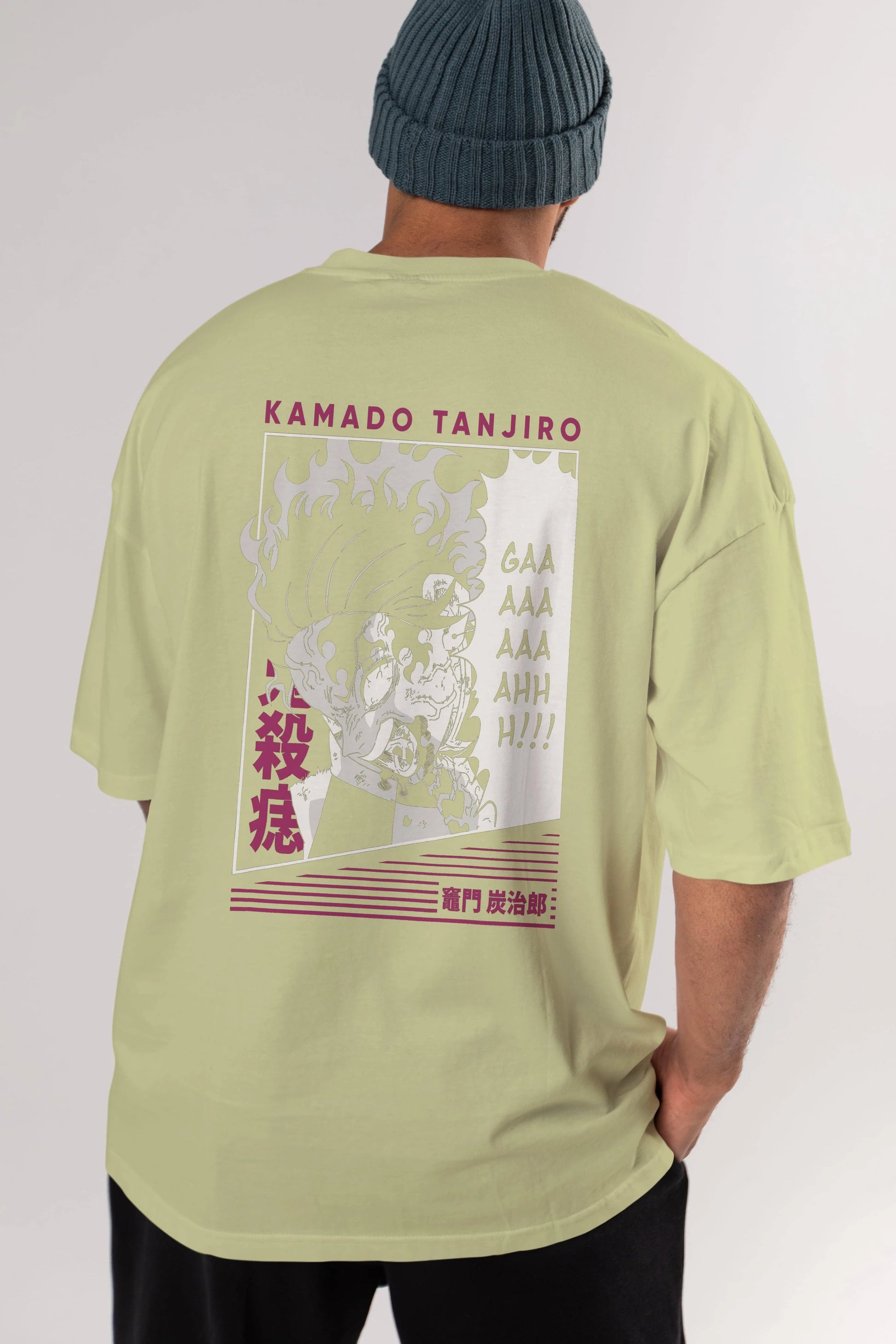 TANJIRO KAMADO 3 Anime Arka Baskılı Oversize t-shirt Erkek Kadın Unisex