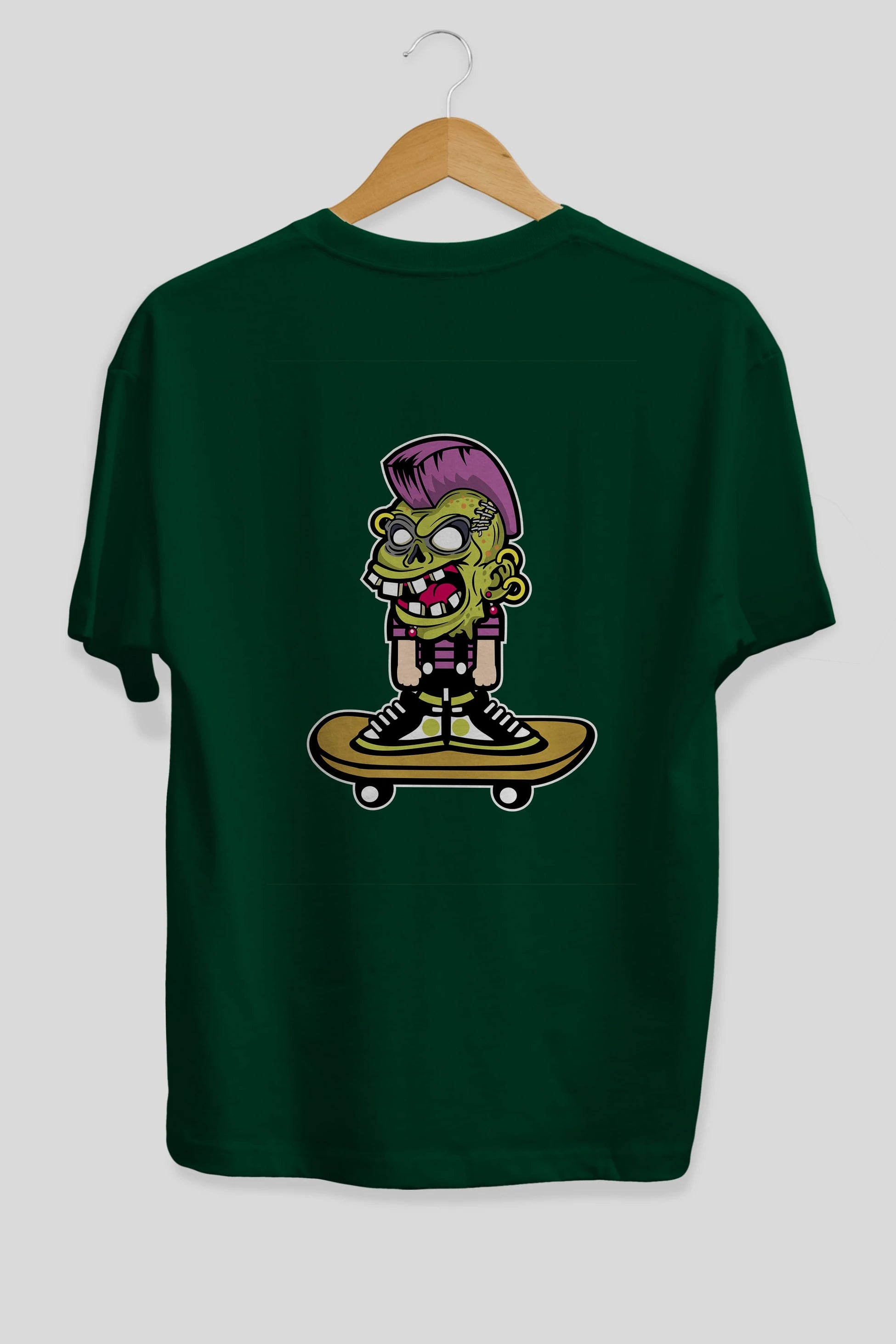 Zombie Punk Skater Arka Baskılı Oversize t-shirt Erkek Kadın Unisex %100 Pamuk tişort