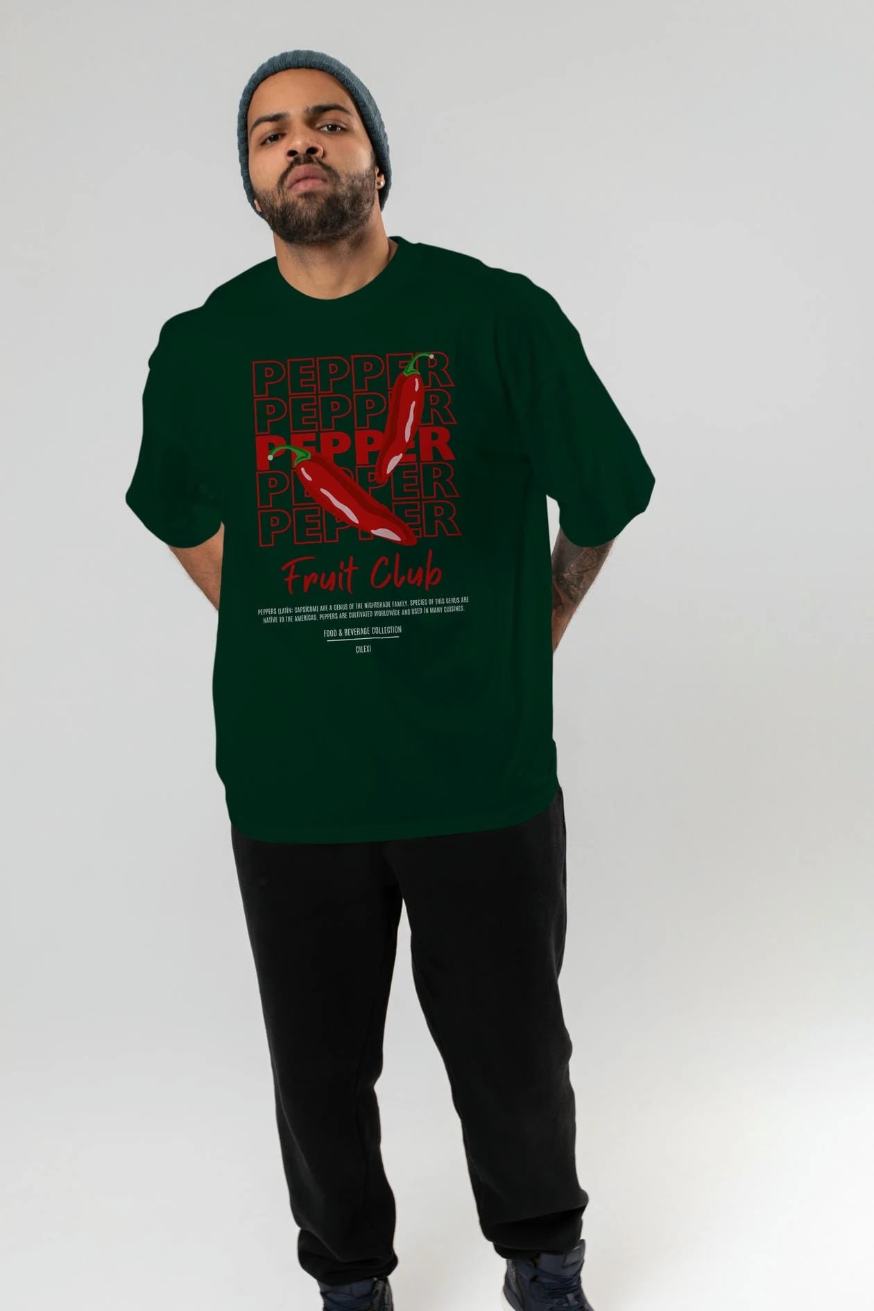 Pepper Ön Baskılı Oversize t-shirt Erkek Kadın Pamuk Bisiklet Yaka tişort