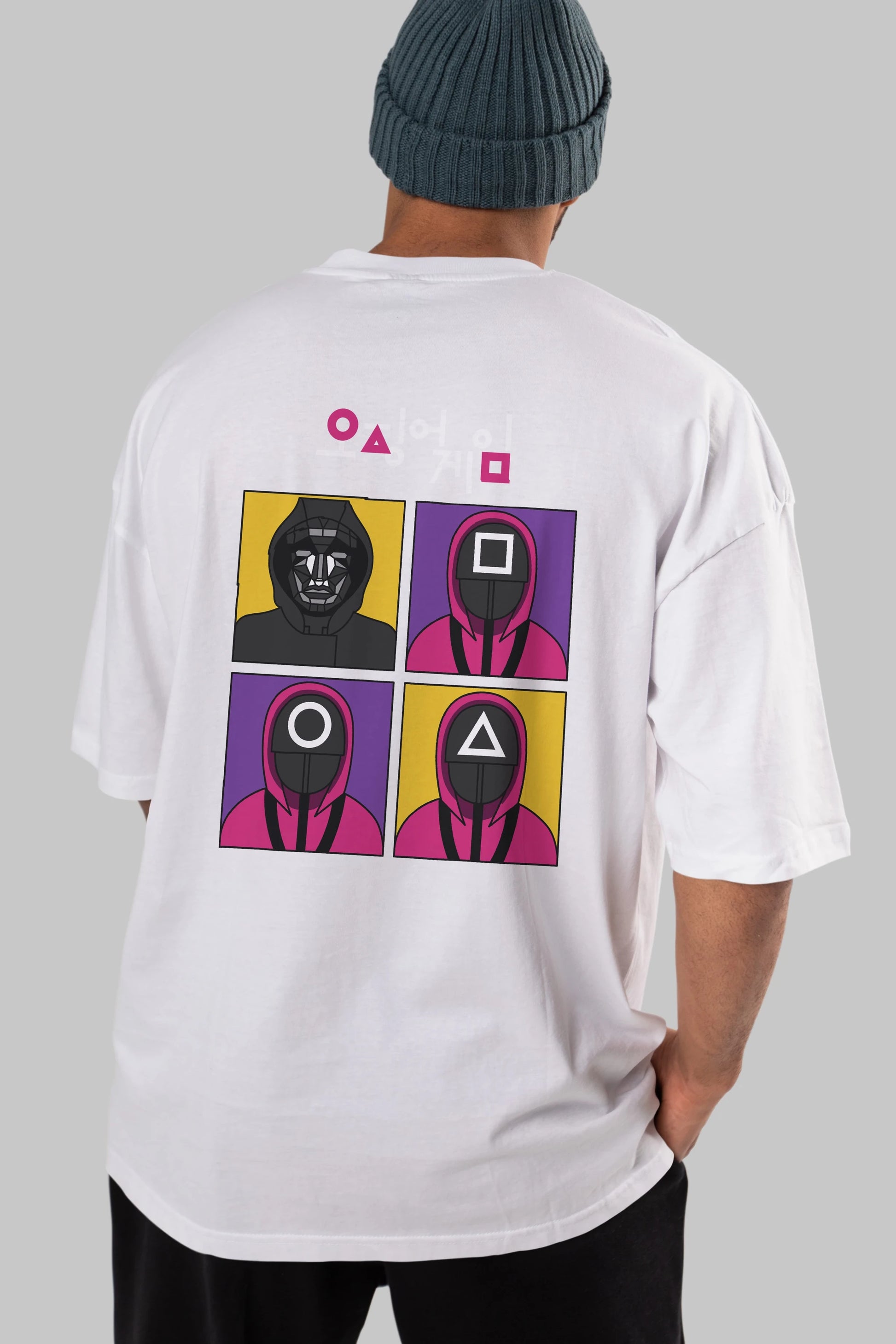 Squid Game (1) Arka Baskılı Oversize t-shirt Erkek Kadın Unisex %100 Pamuk Bisiklet Yaka tişort