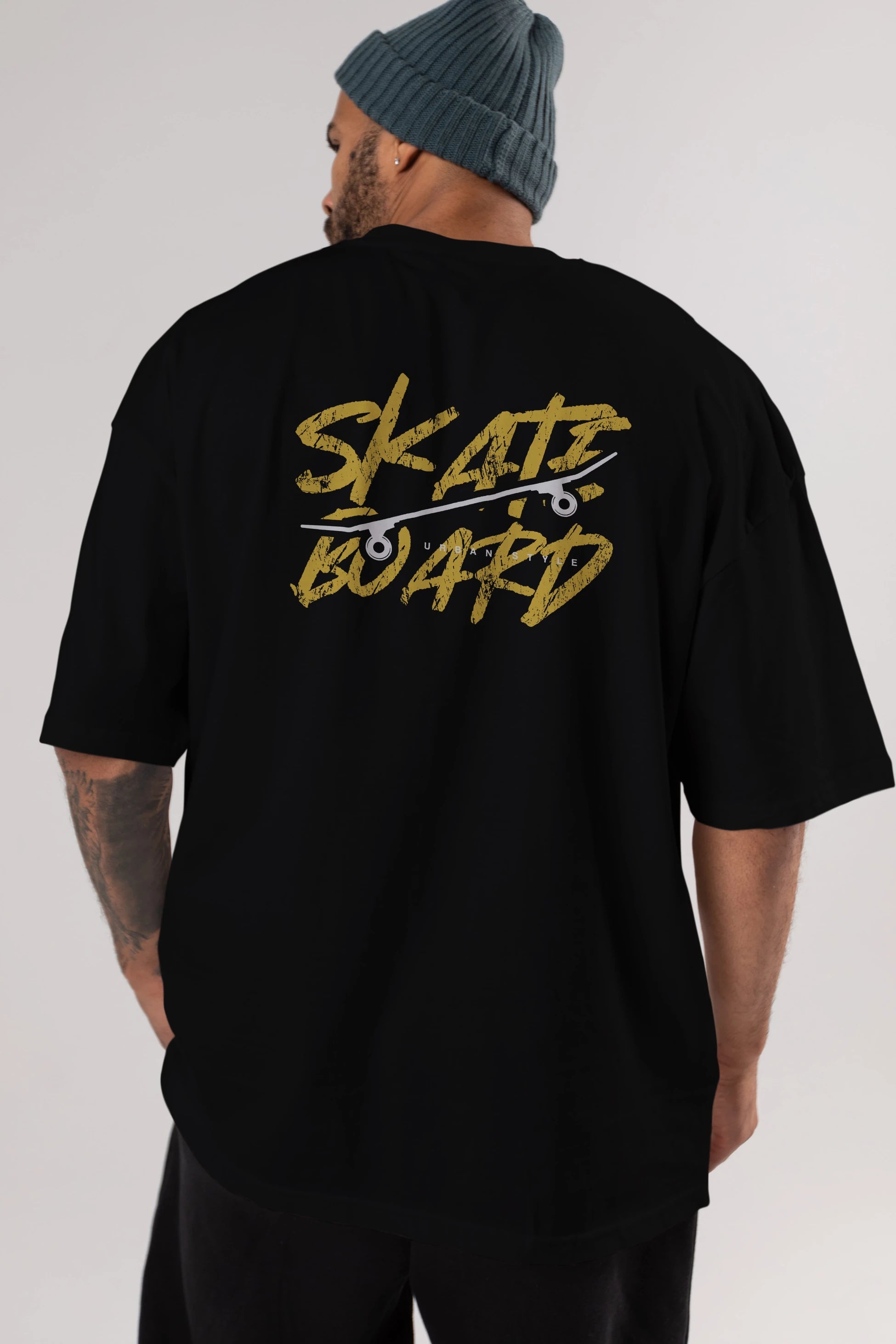 Skate Board Arka Baskılı Oversize t-shirt Erkek Kadın Unisex
