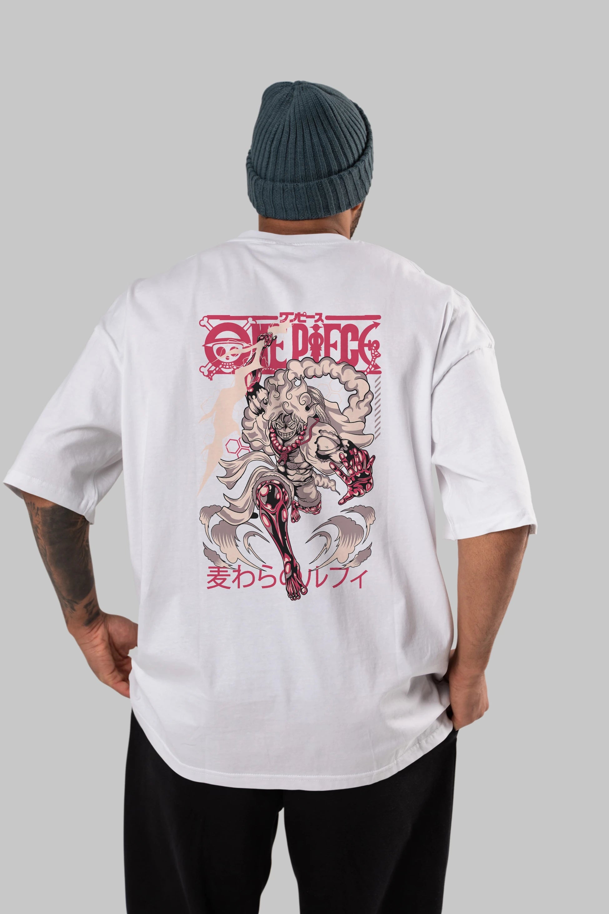 MONKEY D. LUFF-ONE PIECE 1 Anime Arka Baskılı Oversize t-shirt Erkek Kadın Unisex