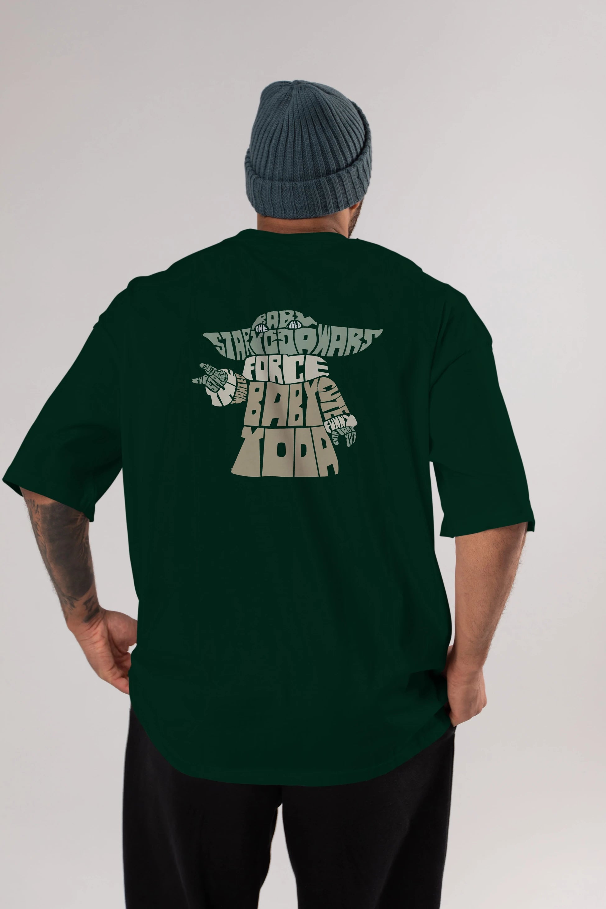Baby Yoda Arka Baskılı Oversize t-shirt %100 pamuk Erkek Kadın Unisex