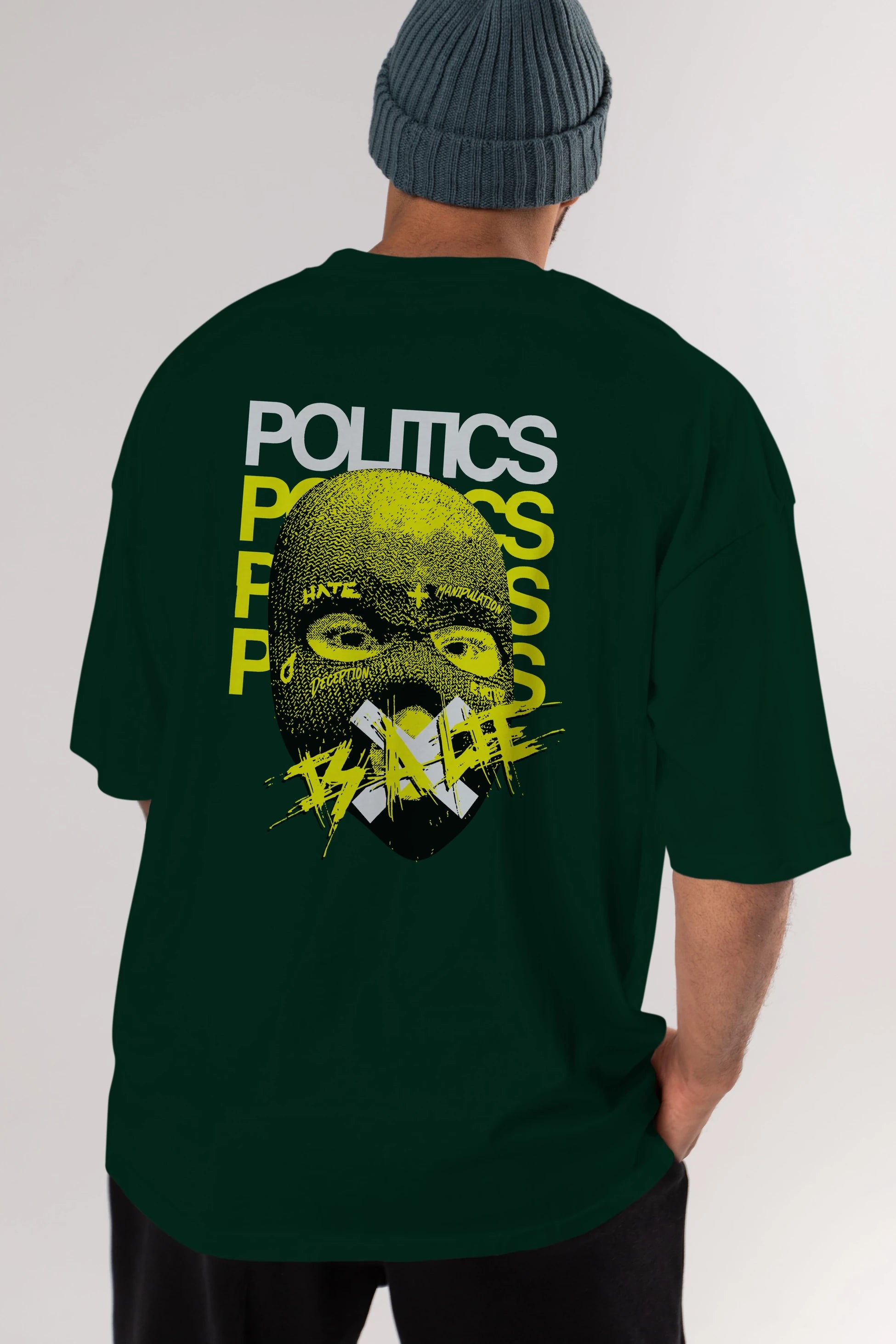 Politics is a Lie Arka Baskılı Oversize t-shirt Erkek Kadın Unisex