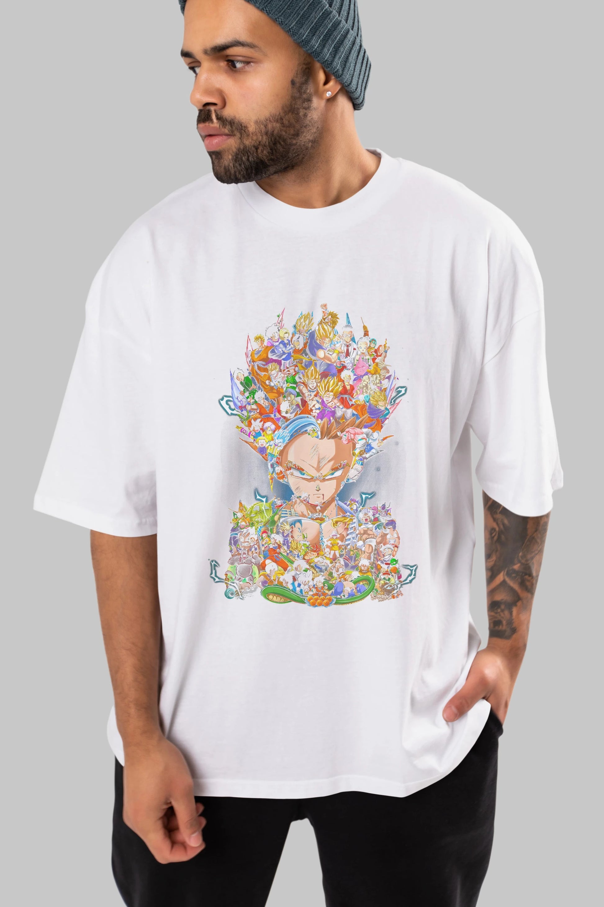 DRAGON BALL ART (2) Anime Ön Baskılı Oversize t-shirt %100 pamuk Erkek Kadın Unisex