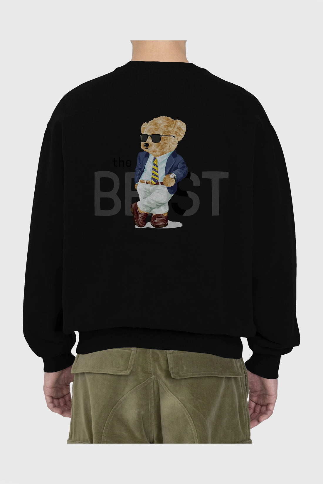 Teddy Bear The Best Arka Baskılı Oversize Sweatshirt Erkek Kadın Unisex