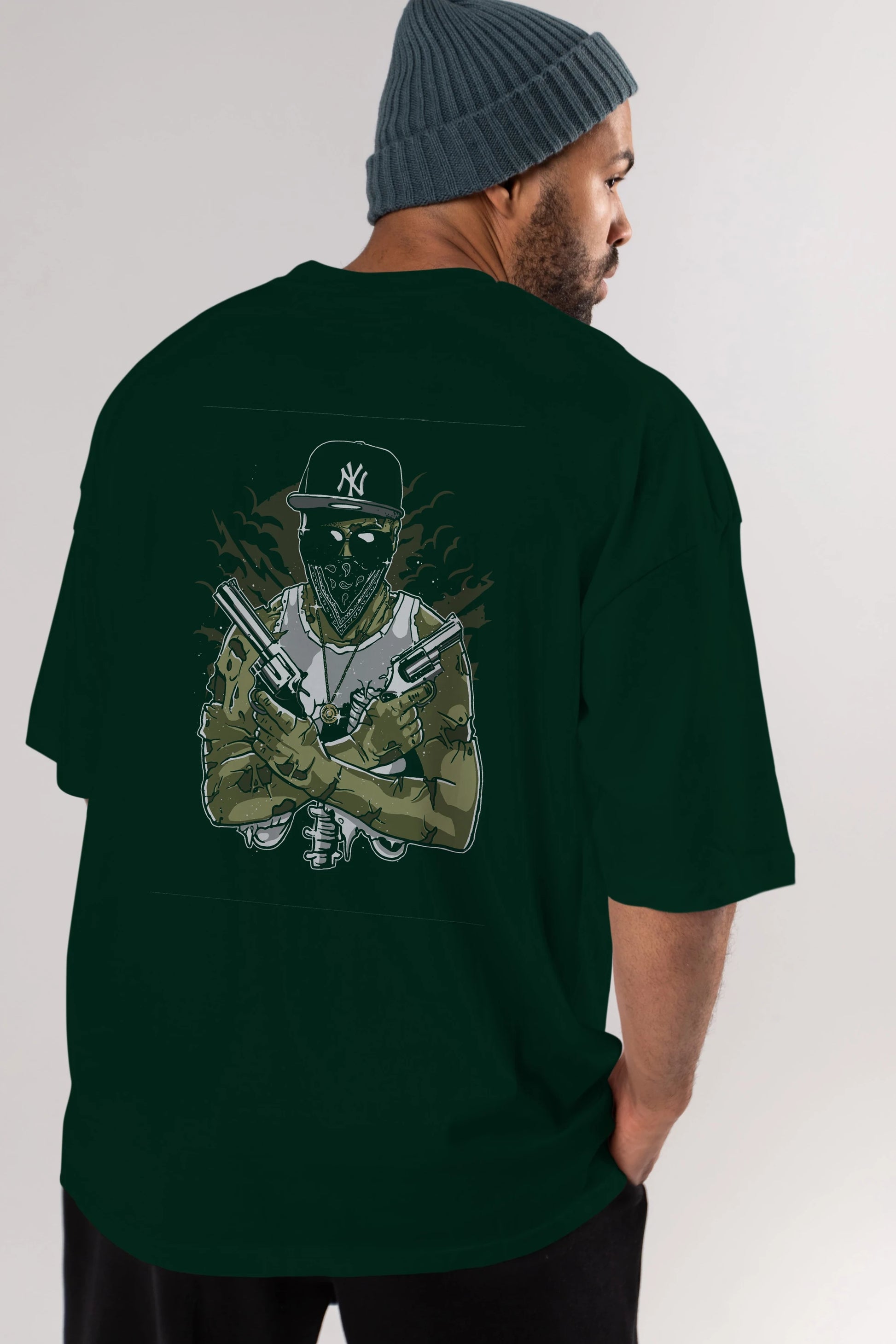 Gangsta Zombie Arka Baskılı Oversize t-shirt Erkek Kadın Unisex %100 Pamuk