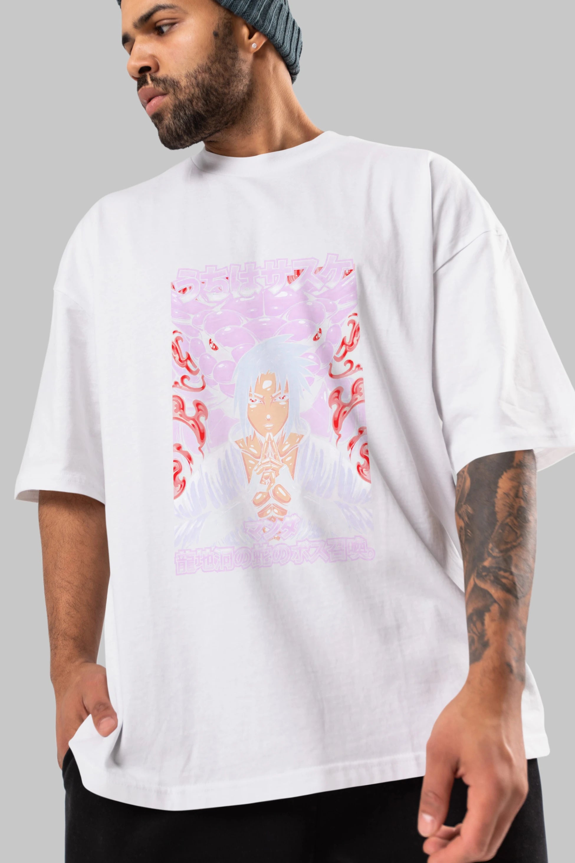 NARUTO SASUKE UCHIHA Anime Ön Baskılı Oversize t-shirt %100 pamuk Erkek Kadın Unisex