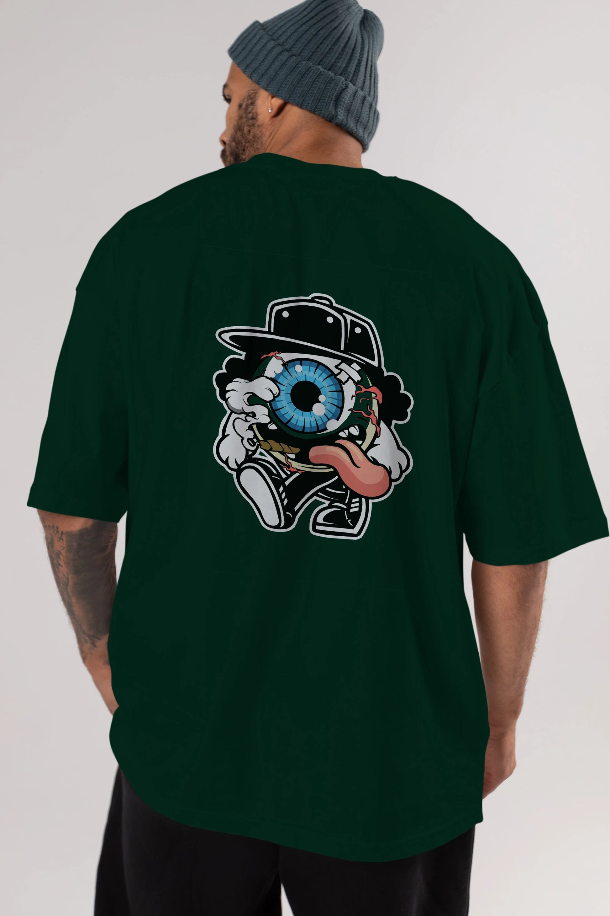 Eyeball Arka Baskılı Oversize t-shirt Erkek Kadın Unisex %100 Pamuk tişort