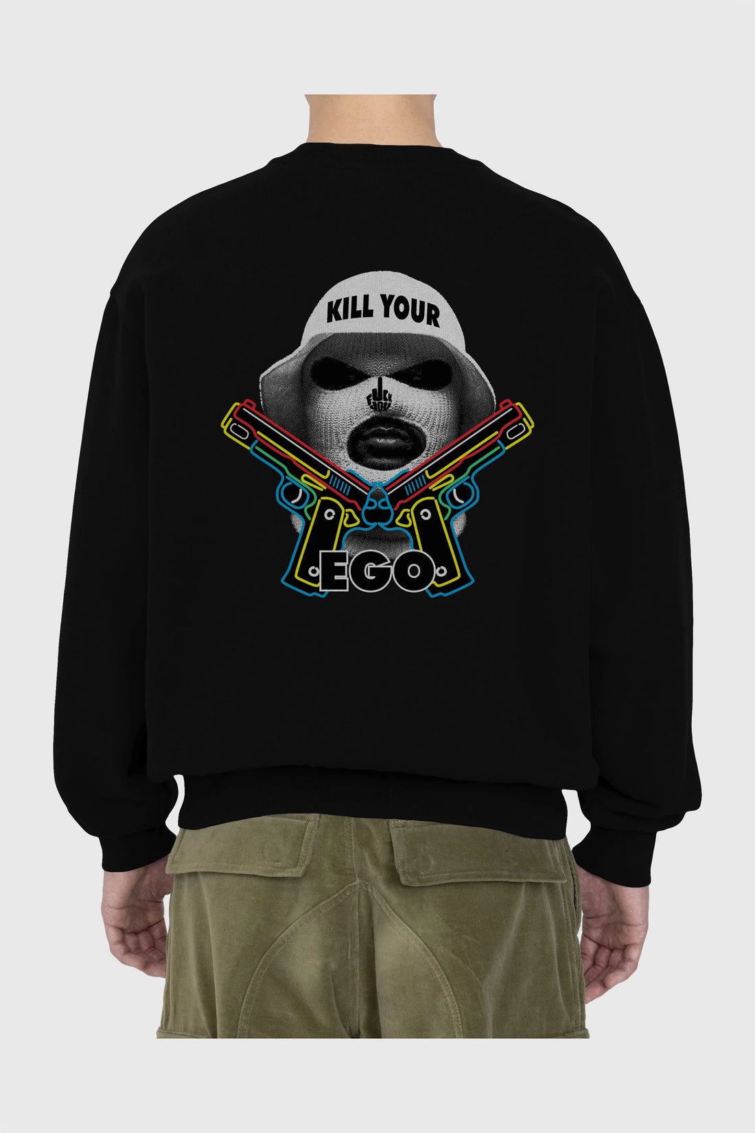 Kill Your Ego Arka Baskılı Oversize Sweatshirt Erkek Kadın Unisex
