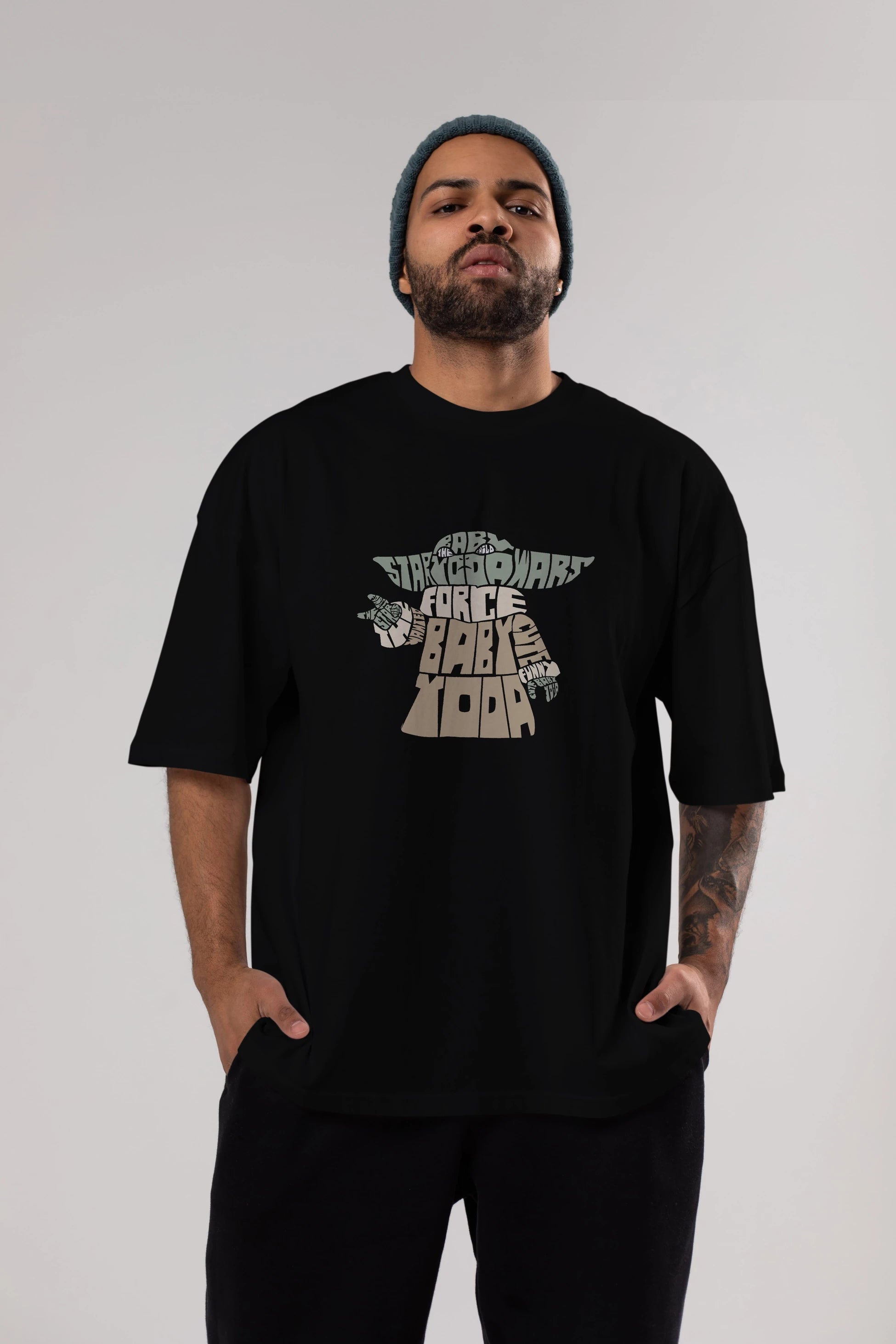 Baby Yoda Ön Baskılı Oversize t-shirt %100 pamuk Erkek Kadın Unisex