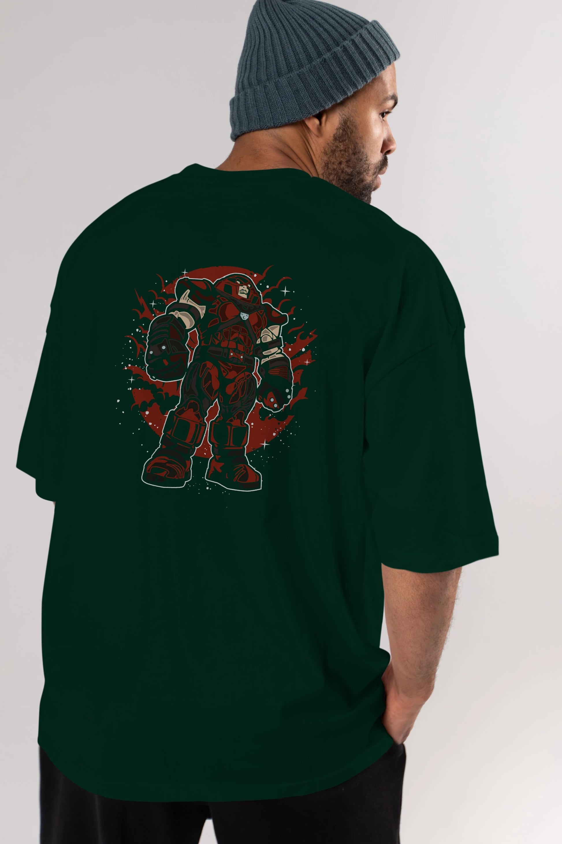 JUGERNAUT Arka Baskılı Oversize t-shirt Erkek Kadın Unisex %100 Pamuk