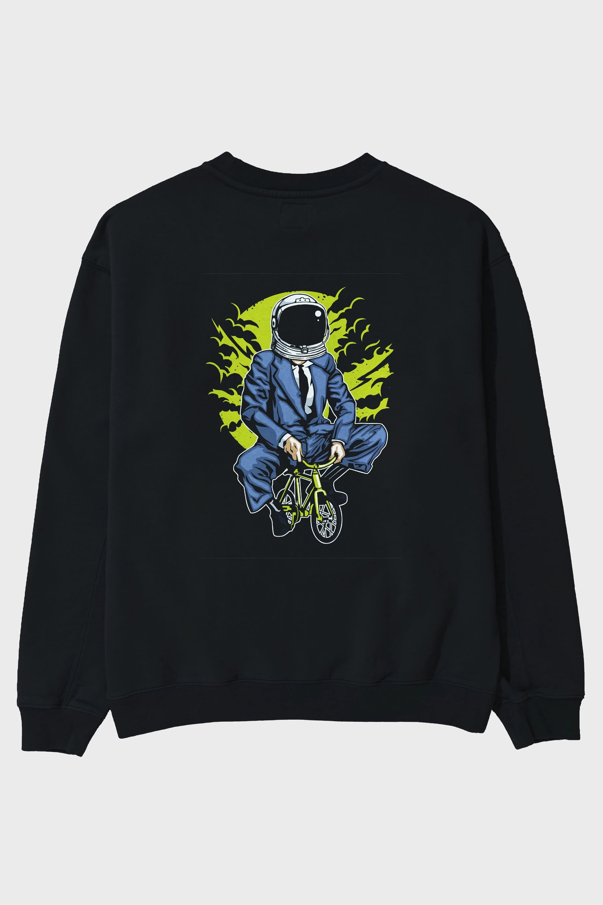 Bike To The Moon Arka Baskılı Oversize Sweatshirt Erkek Kadın Unisex