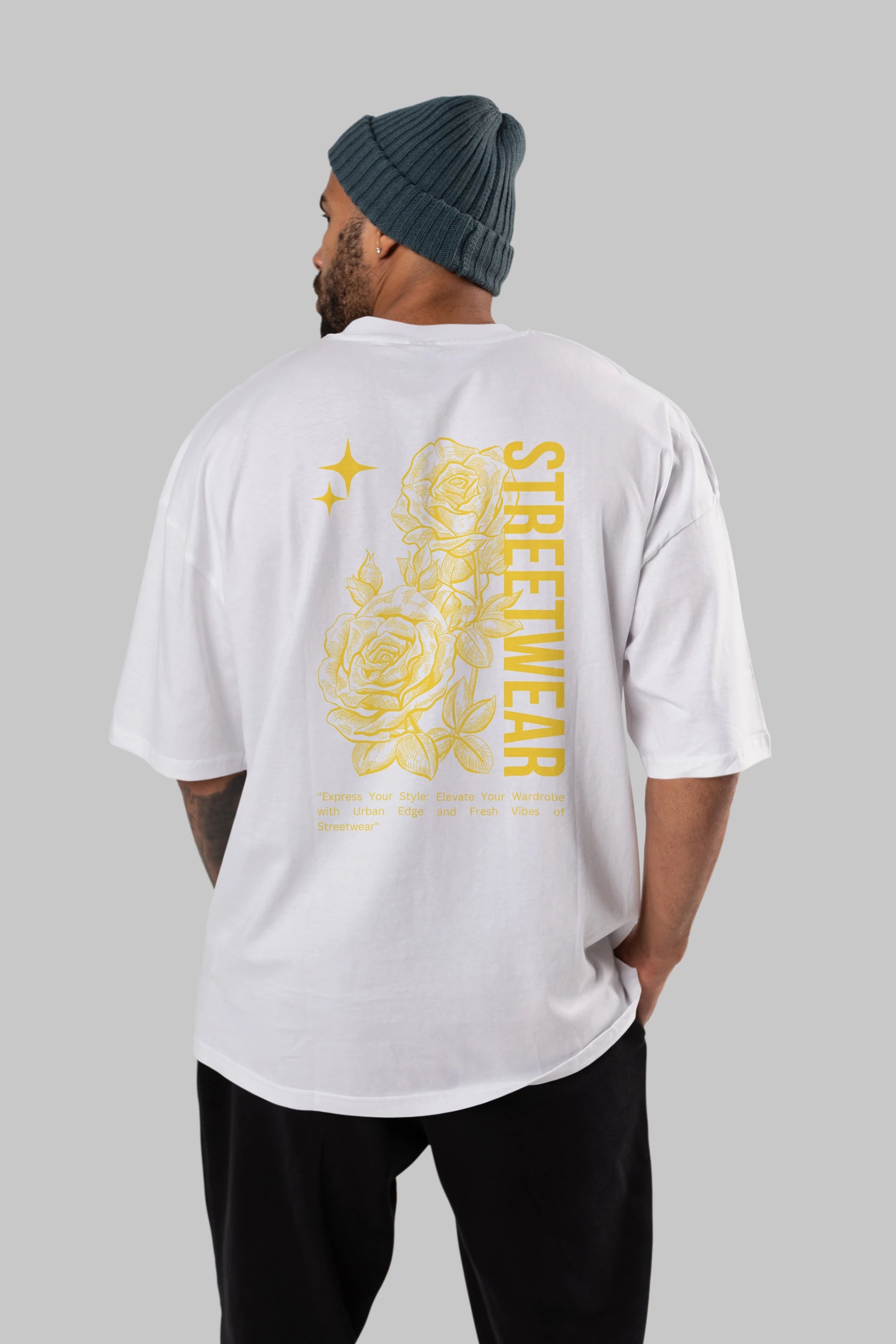 Minimalist Streetwear Arka Baskılı Oversize t-shirt Erkek Kadın Unisex