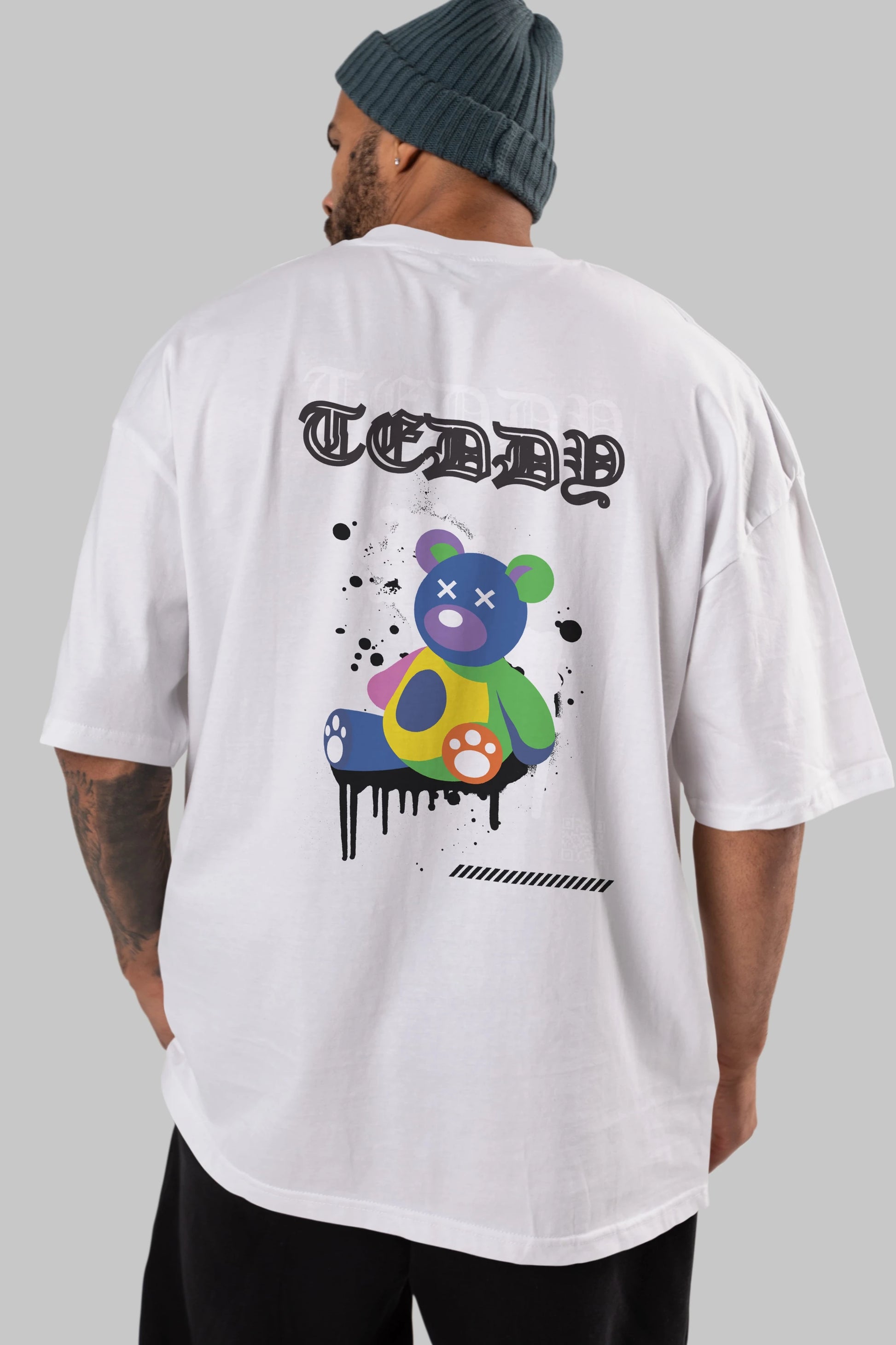 Teddy Bear Arka Baskılı Oversize t-shirt Erkek Kadın Unisex