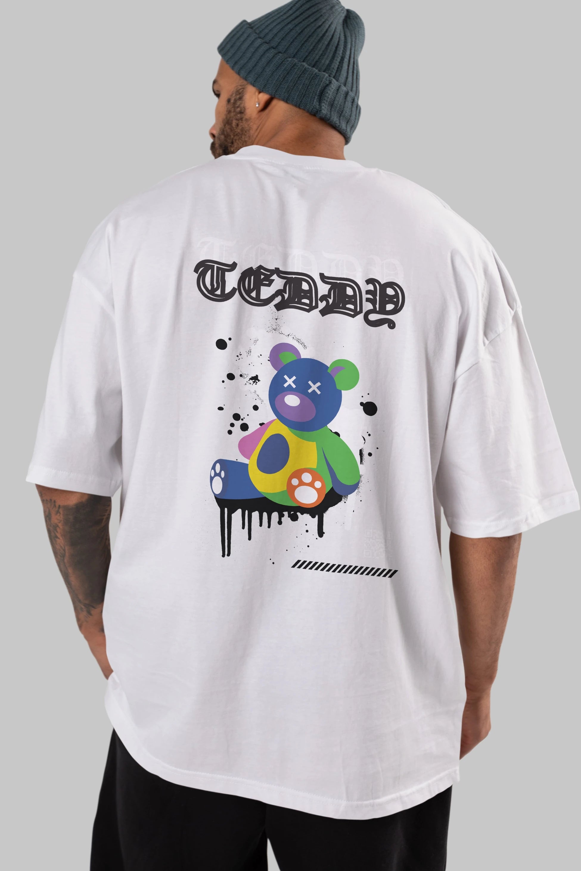 Teddy Bear Arka Baskılı Oversize t-shirt Erkek Kadın Unisex
