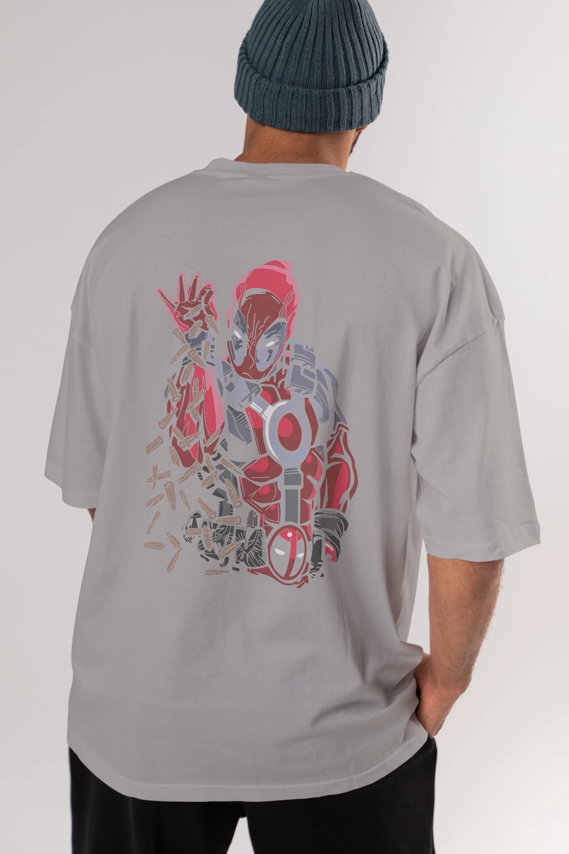 Deadpool (2) Arka Baskılı Oversize t-shirt Erkek Kadın Unisex %100 Pamuk Bisiklet Yaka tişort