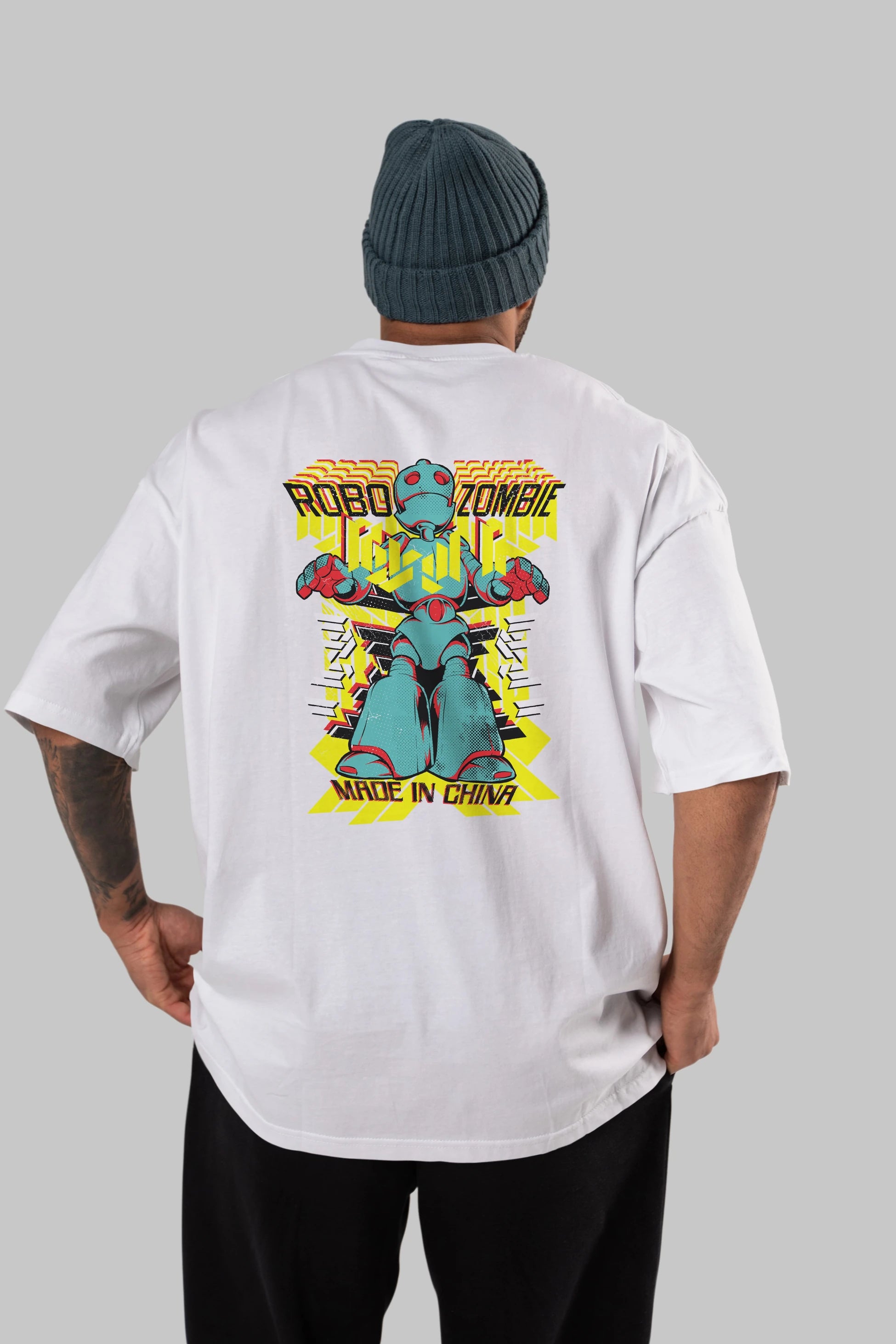 Robo Zombie Arka Baskılı Oversize t-shirt Erkek Kadın Unisex