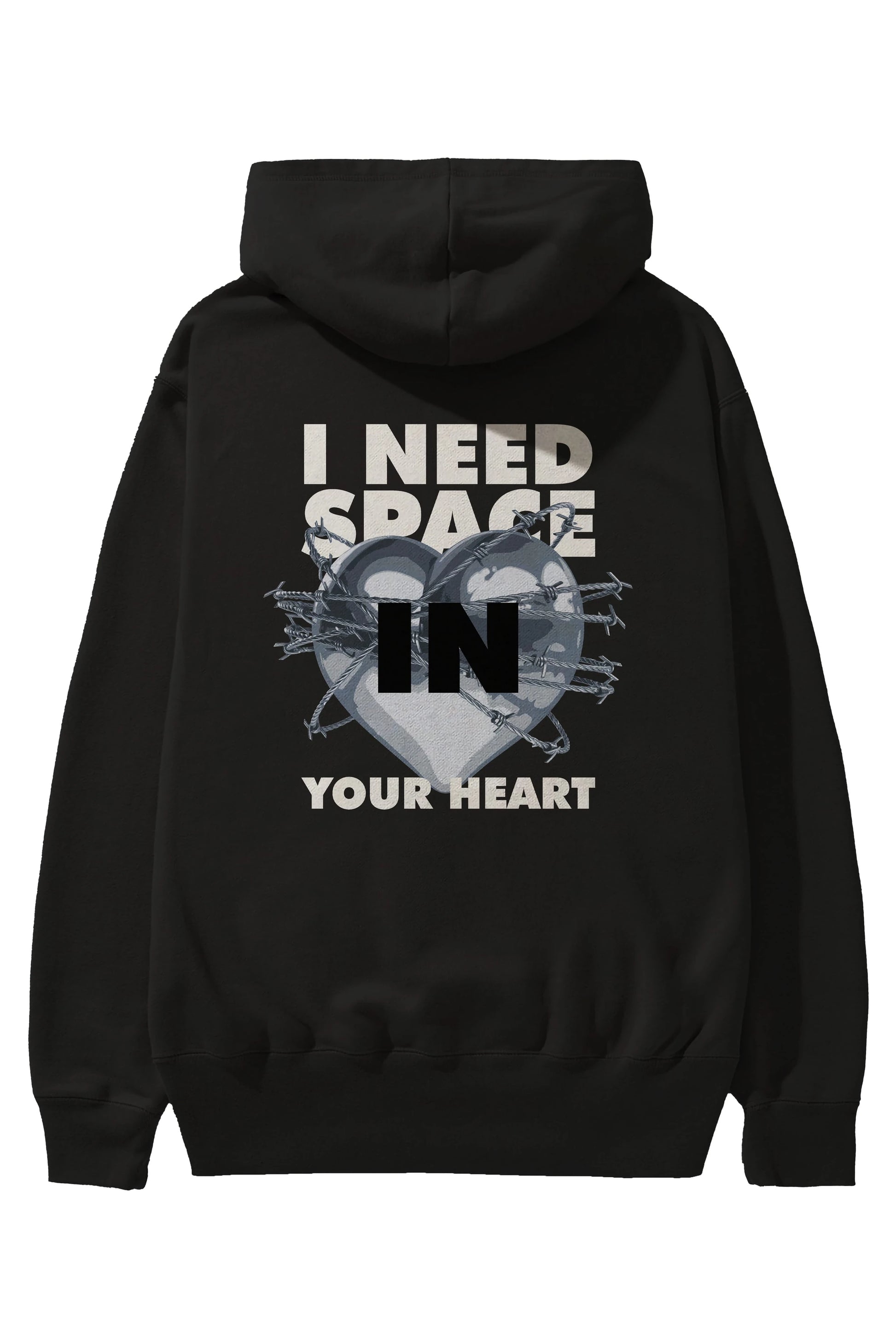 I Need Space Your Heart Arka Baskılı Hoodie Oversize Kapüşonlu Sweatshirt Erkek Kadın Unisex