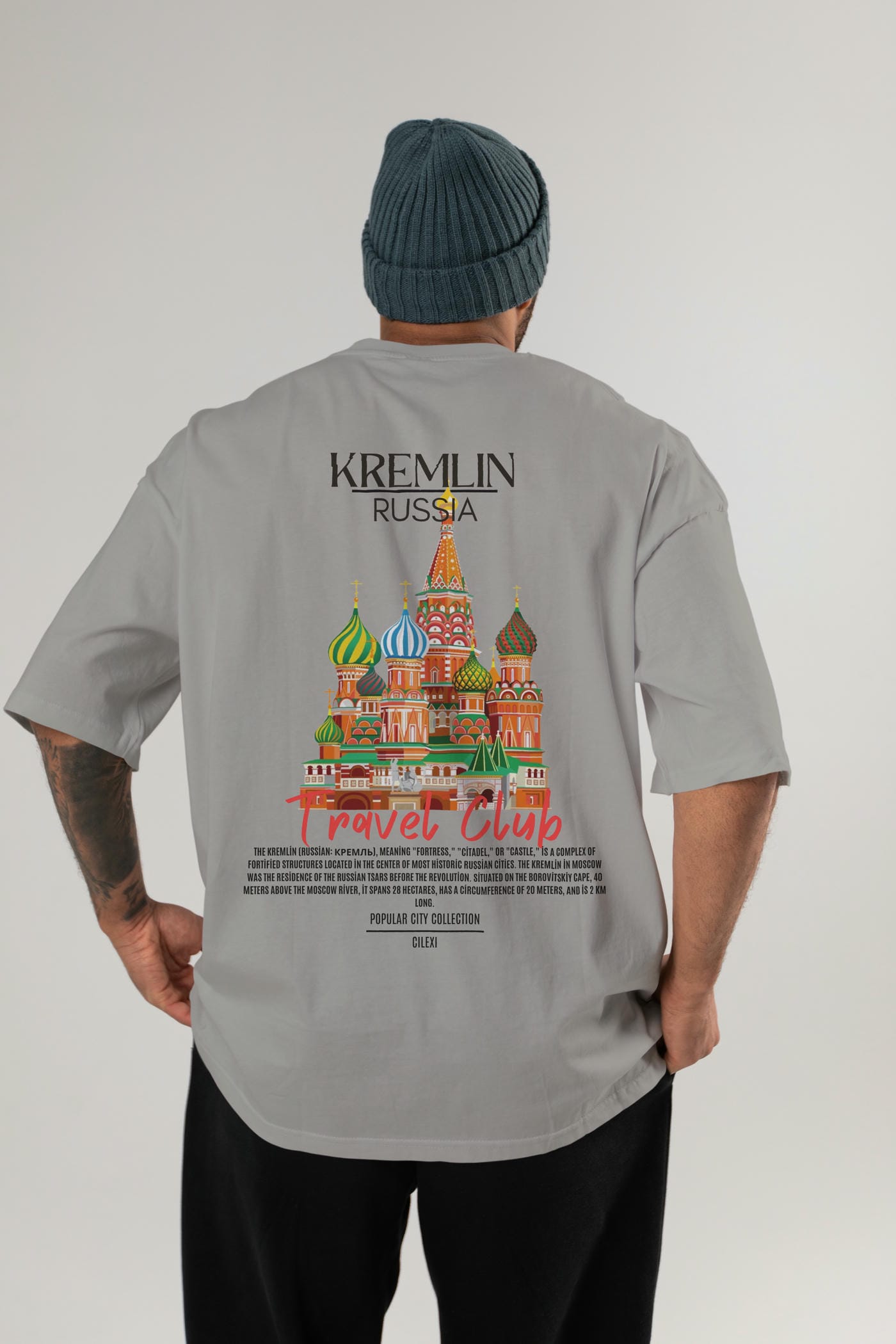 Kremlin Russia Arka Baskılı Oversize t-shirt Erkek Kadın Pamuk Bisiklet Yaka tişort