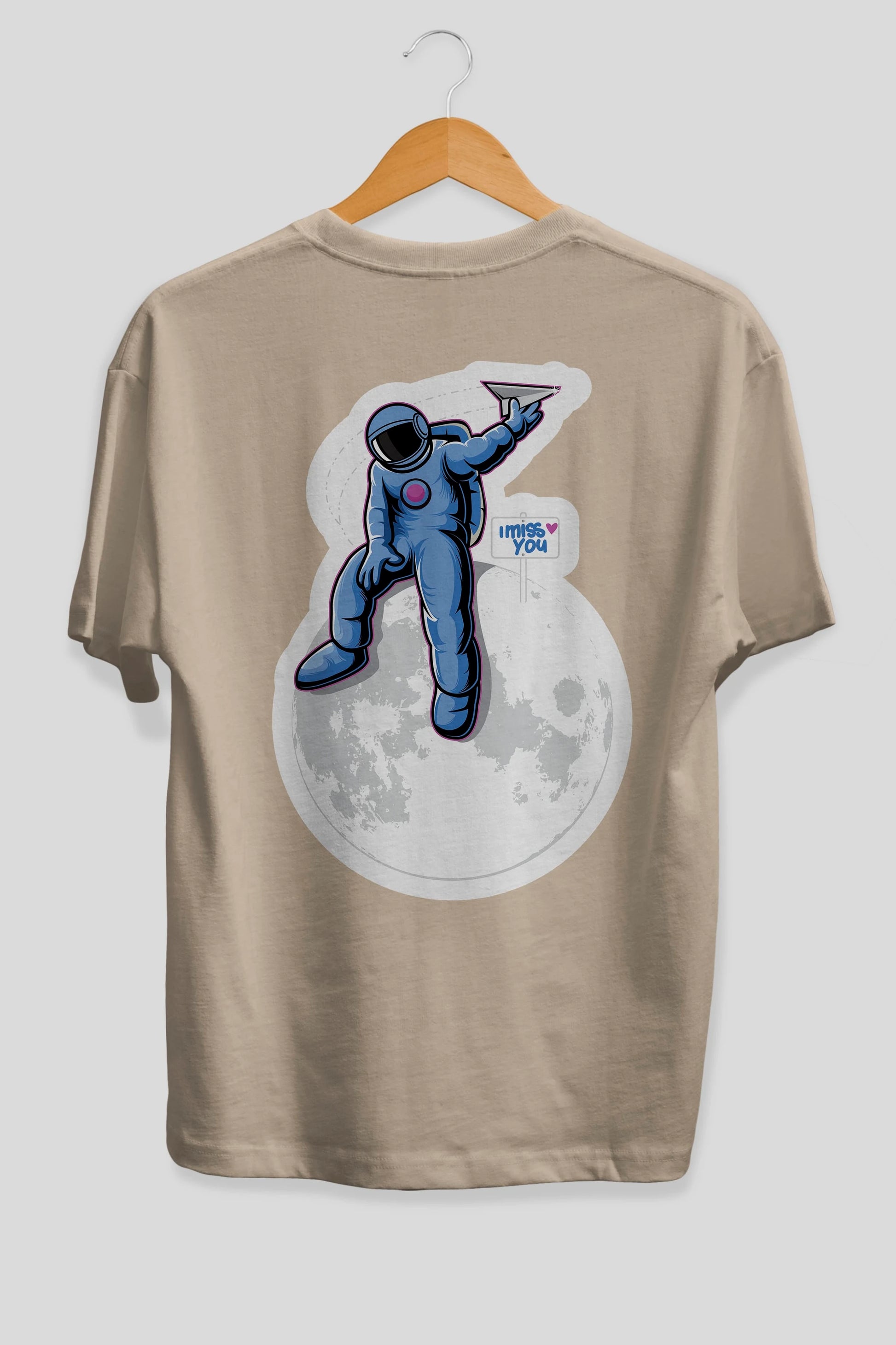 Astro Missing Earth Sticker Arka Baskılı Oversize t-shirt Erkek Kadın Unisex