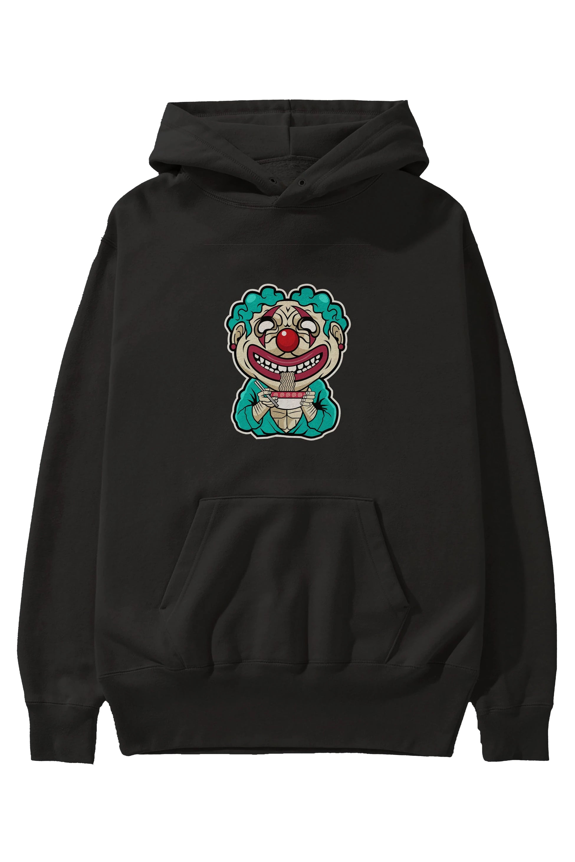 Clown Ramen Ön Baskılı Hoodie Oversize Kapüşonlu Sweatshirt Erkek Kadın Unisex