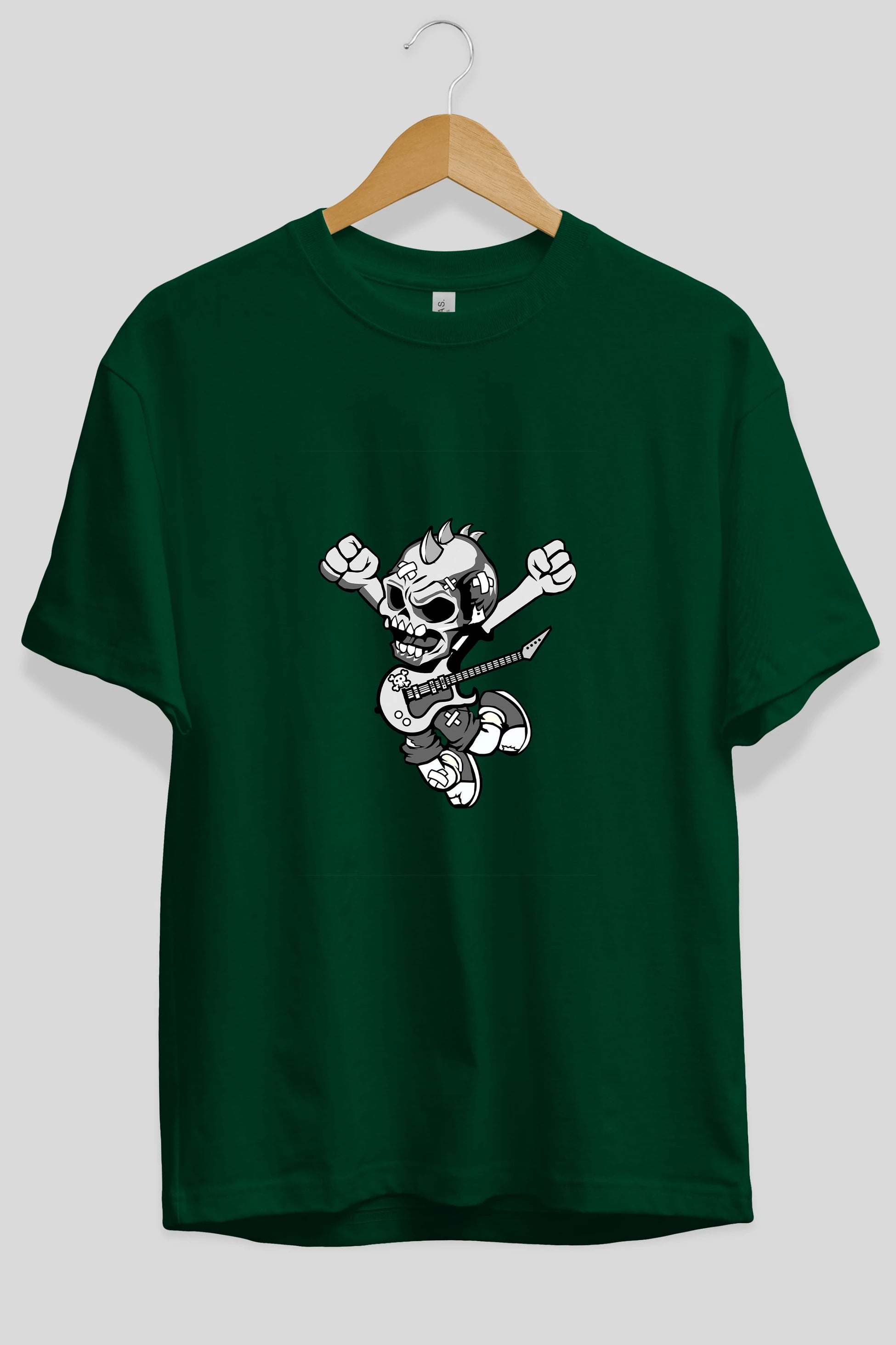 Punk Rocker Metal Guitar Ön Baskılı Oversize t-shirt Erkek Kadın Unisex %100 Pamuk tişort
